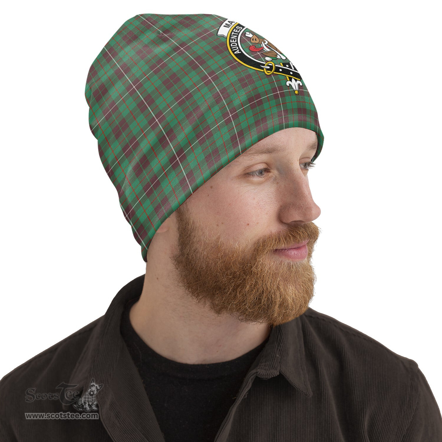 Scottish MacKinnon Hunting Ancient Tartan Beanies Hat with Family Crest - Tartan Plaid Beanies Scottish Plaid Tartan Plaid - ScotsTee - scotstee.com