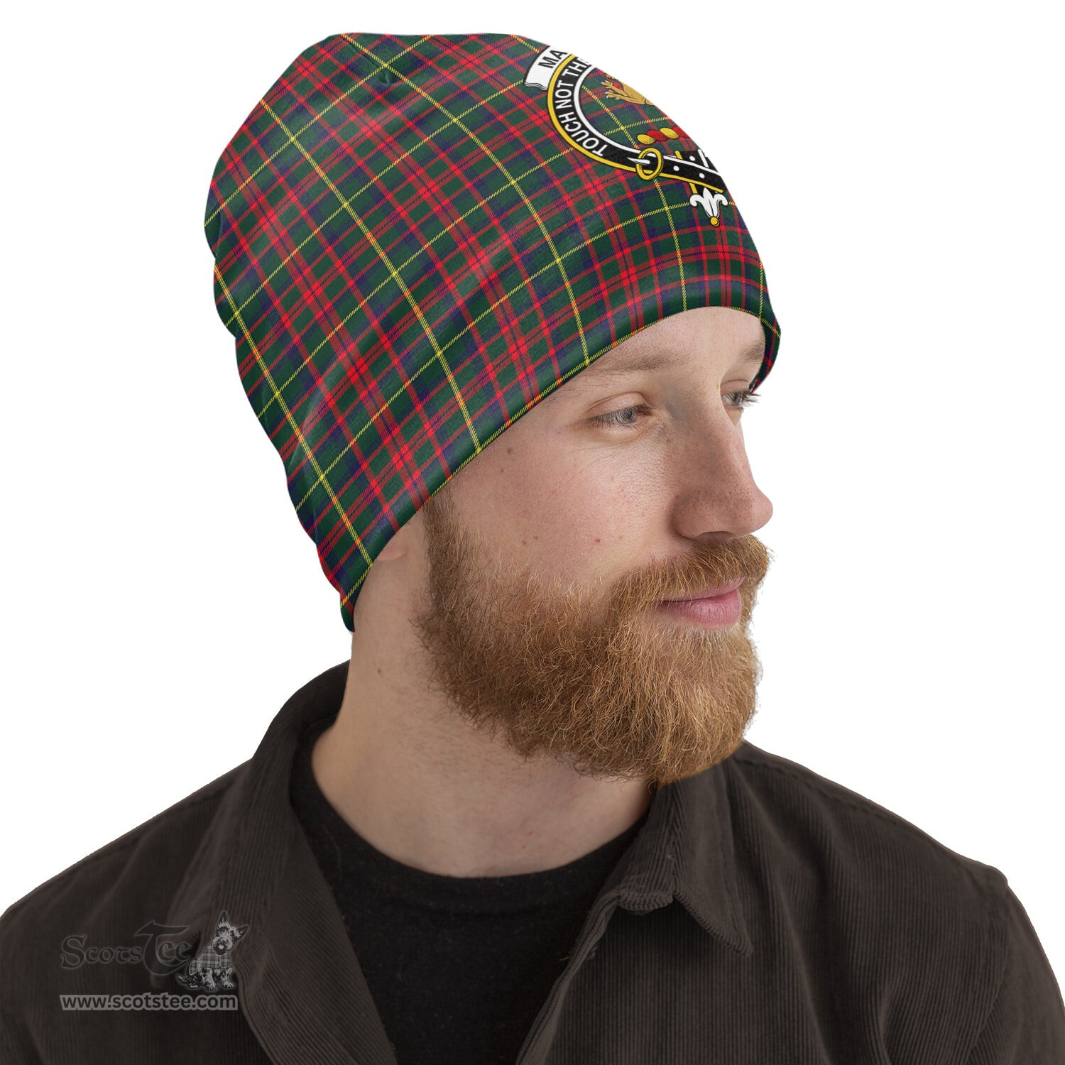 Scottish MacIntosh Hunting Modern Tartan Beanies Hat with Family Crest - Tartan Plaid Beanies Scottish Plaid Tartan Plaid - ScotsTee - scotstee.com