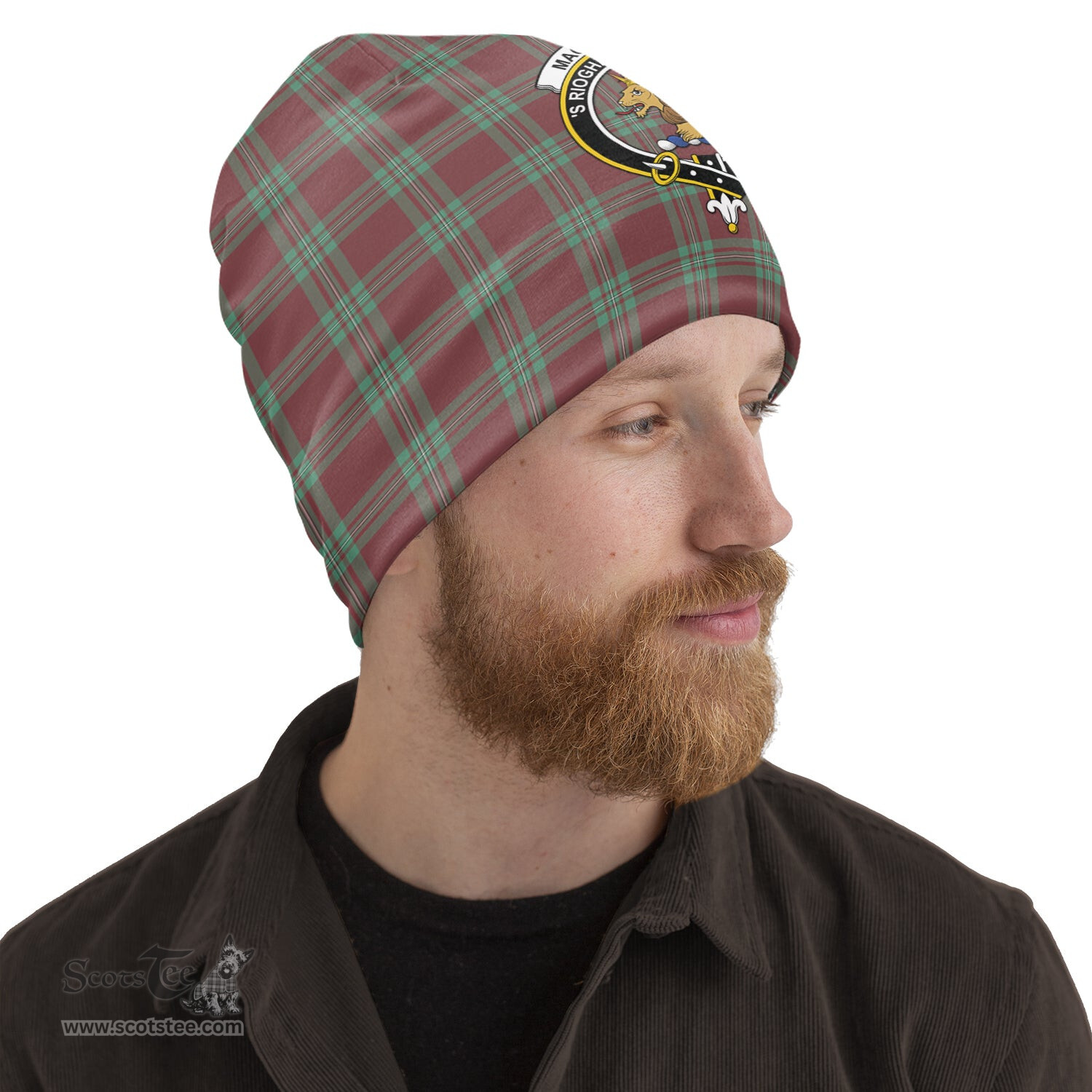 Scottish MacGregor Hunting Ancient Tartan Beanies Hat with Family Crest - Tartan Plaid Beanies Scottish Plaid Tartan Plaid - ScotsTee - scotstee.com