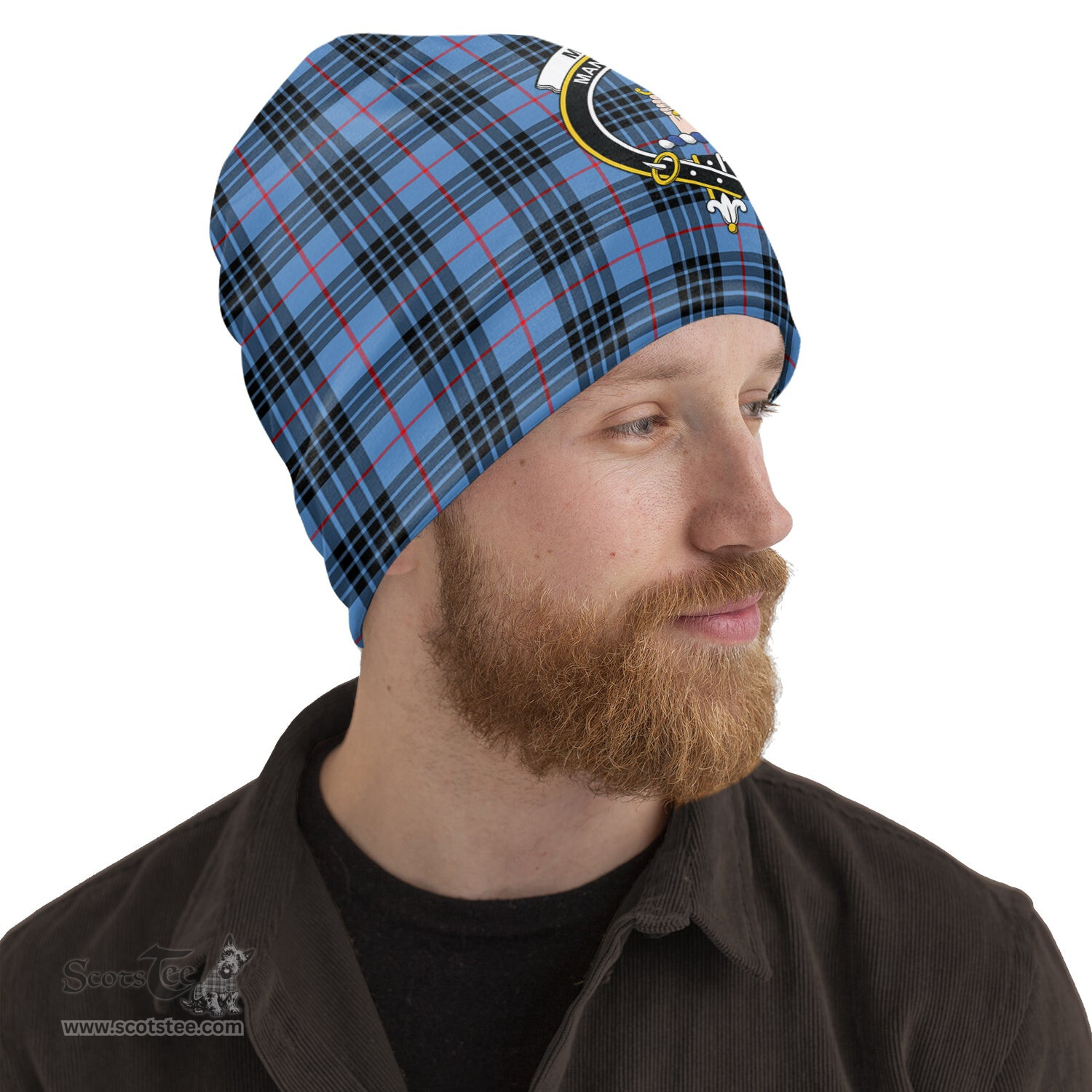 Scottish MacKay Blue Tartan Beanies Hat with Family Crest - Tartan Plaid Beanies Scottish Plaid Tartan Plaid - ScotsTee - scotstee.com