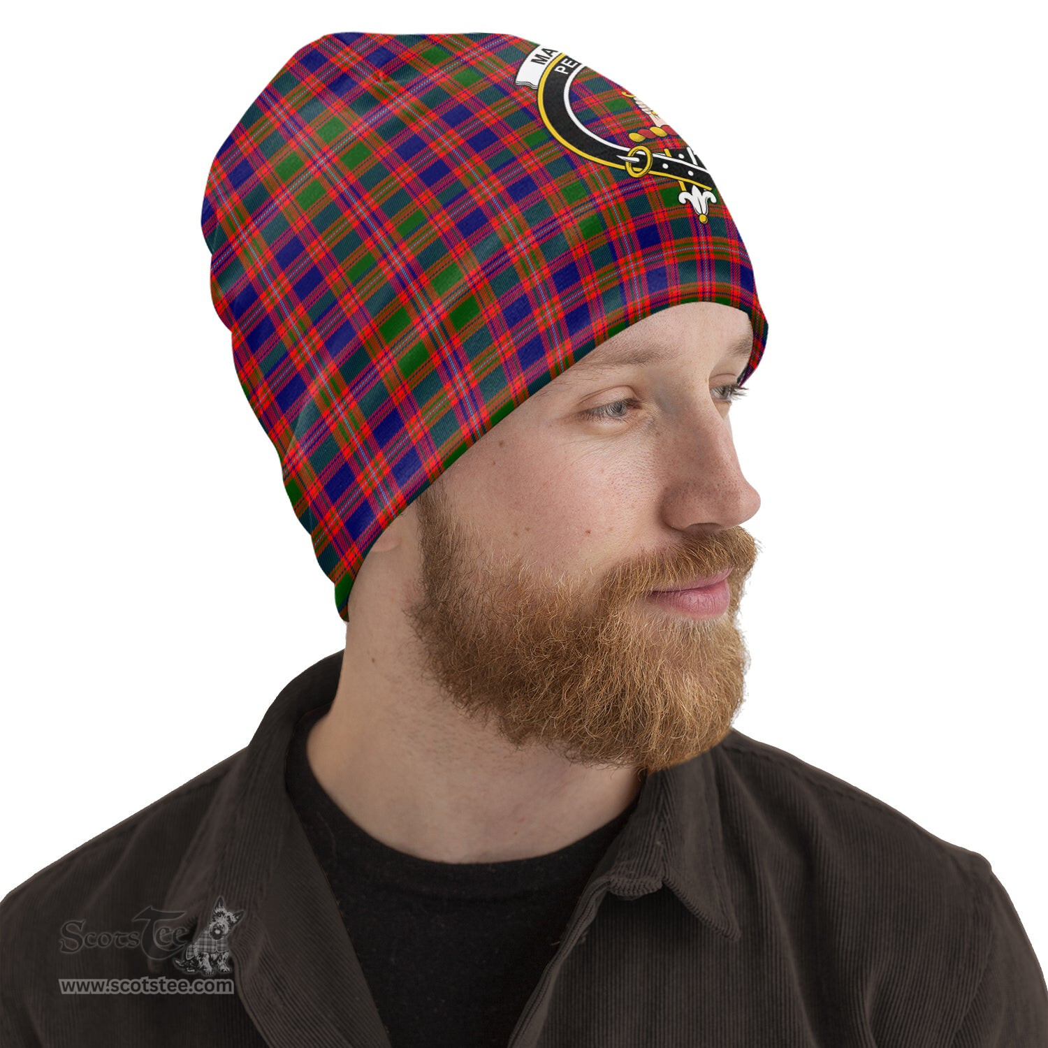 Scottish MacIntyre Modern Tartan Beanies Hat with Family Crest - Tartan Plaid Beanies Scottish Plaid Tartan Plaid - ScotsTee - scotstee.com