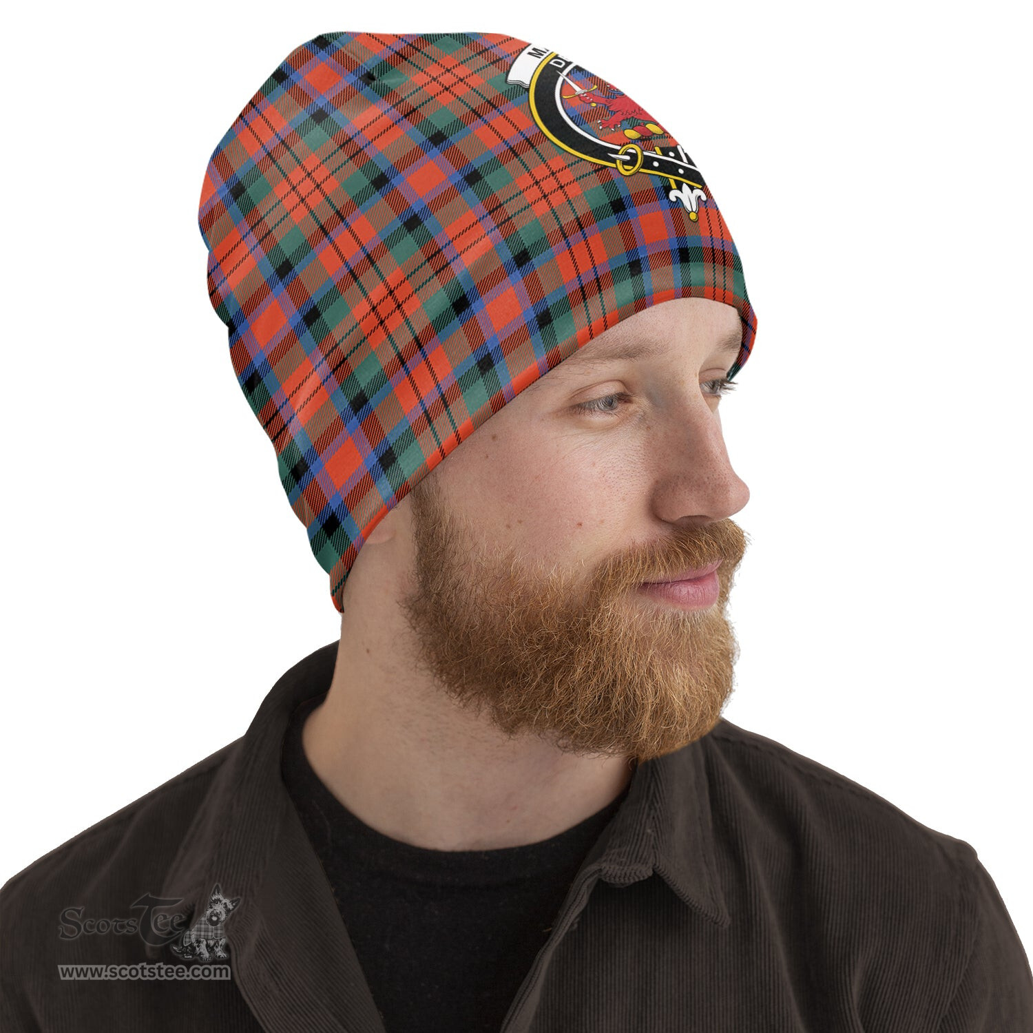 Scottish MacDuff Ancient Tartan Beanies Hat with Family Crest - Tartan Plaid Beanies Scottish Plaid Tartan Plaid - ScotsTee - scotstee.com
