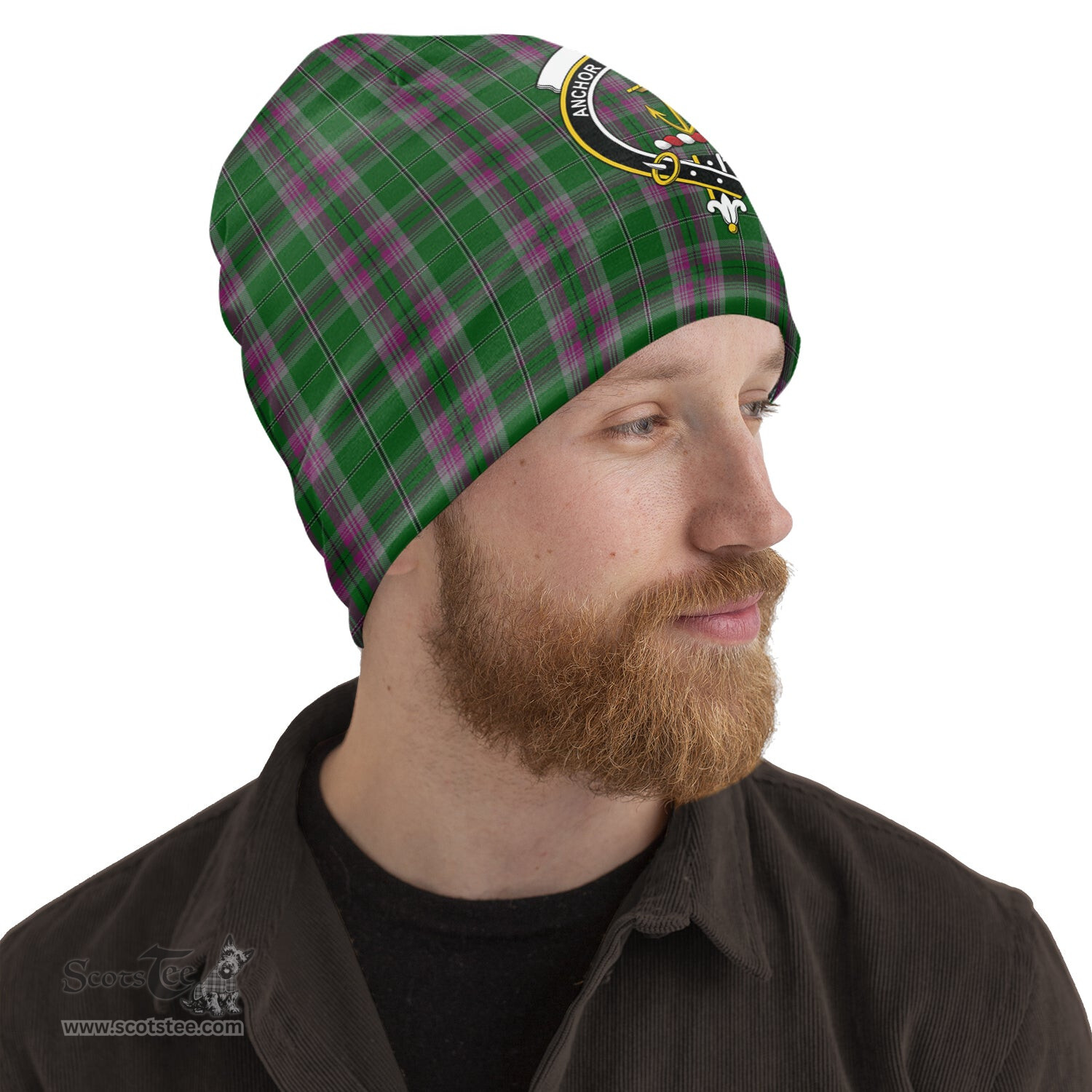 Scottish Gray Hunting Tartan Beanies Hat with Family Crest - Tartan Plaid Beanies Scottish Plaid Tartan Plaid - ScotsTee - scotstee.com