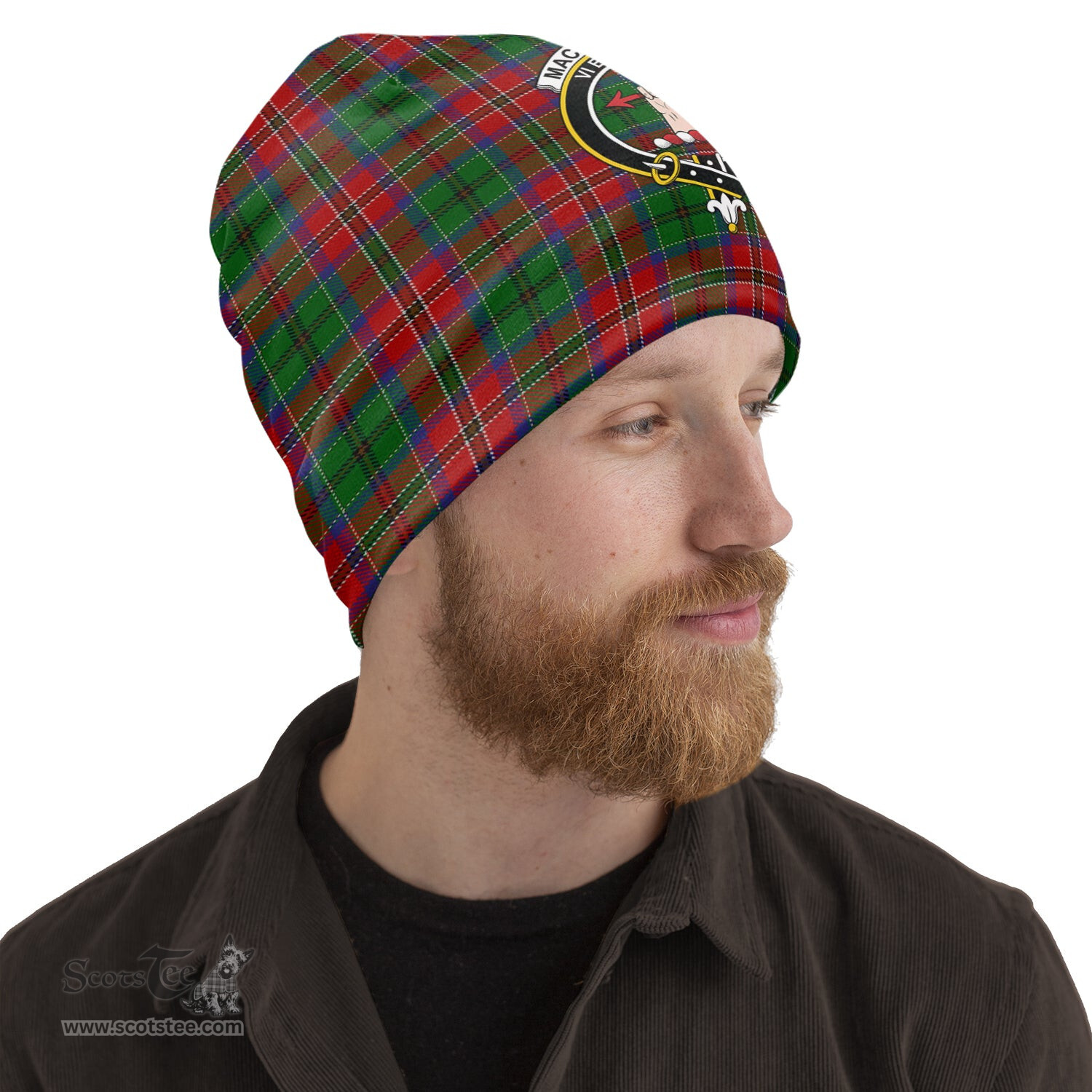 Scottish MacCulloch Tartan Beanies Hat with Family Crest - Tartan Plaid Beanies Scottish Plaid Tartan Plaid - ScotsTee - scotstee.com