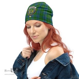 Scottish Johnstone-Johnston Tartan Beanies Hat with Family Crest - Tartan Plaid Beanies Scottish Plaid Tartan Plaid - ScotsTee - scotstee.com