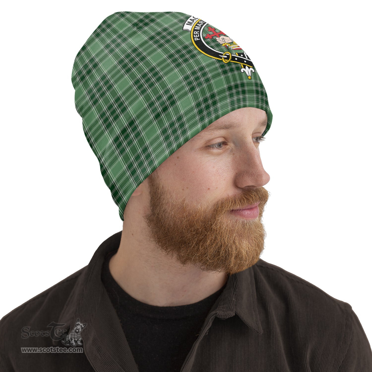 Scottish MacDonald Lord of the Isles Hunting Tartan Beanies Hat with Family Crest - Tartan Plaid Beanies Scottish Plaid Tartan Plaid - ScotsTee - scotstee.com