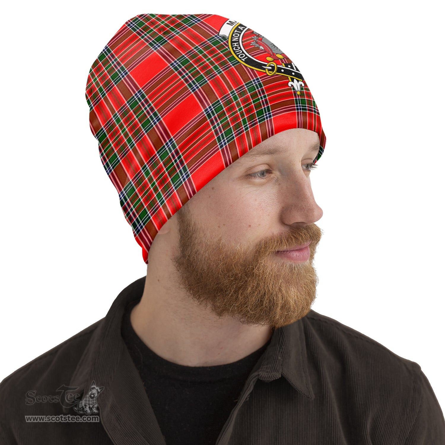 Scottish MacBain Tartan Beanies Hat with Family Crest - Tartan Plaid Beanies Scottish Plaid Tartan Plaid - ScotsTee - scotstee.com