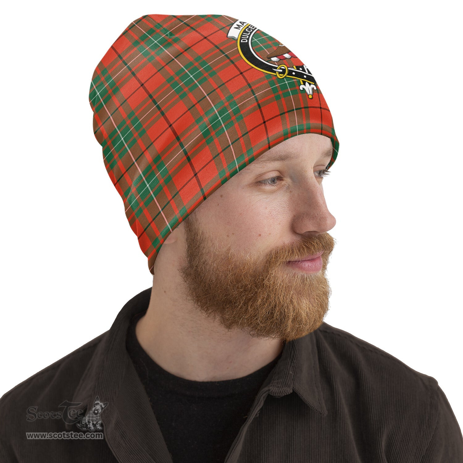 Scottish MacAulay Ancient Tartan Beanies Hat with Family Crest - Tartan Plaid Beanies Scottish Plaid Tartan Plaid - ScotsTee - scotstee.com