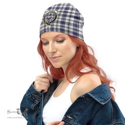 Scottish Hannay Modern Tartan Beanies Hat with Family Crest - Tartan Plaid Beanies Scottish Plaid Tartan Plaid - ScotsTee - scotstee.com