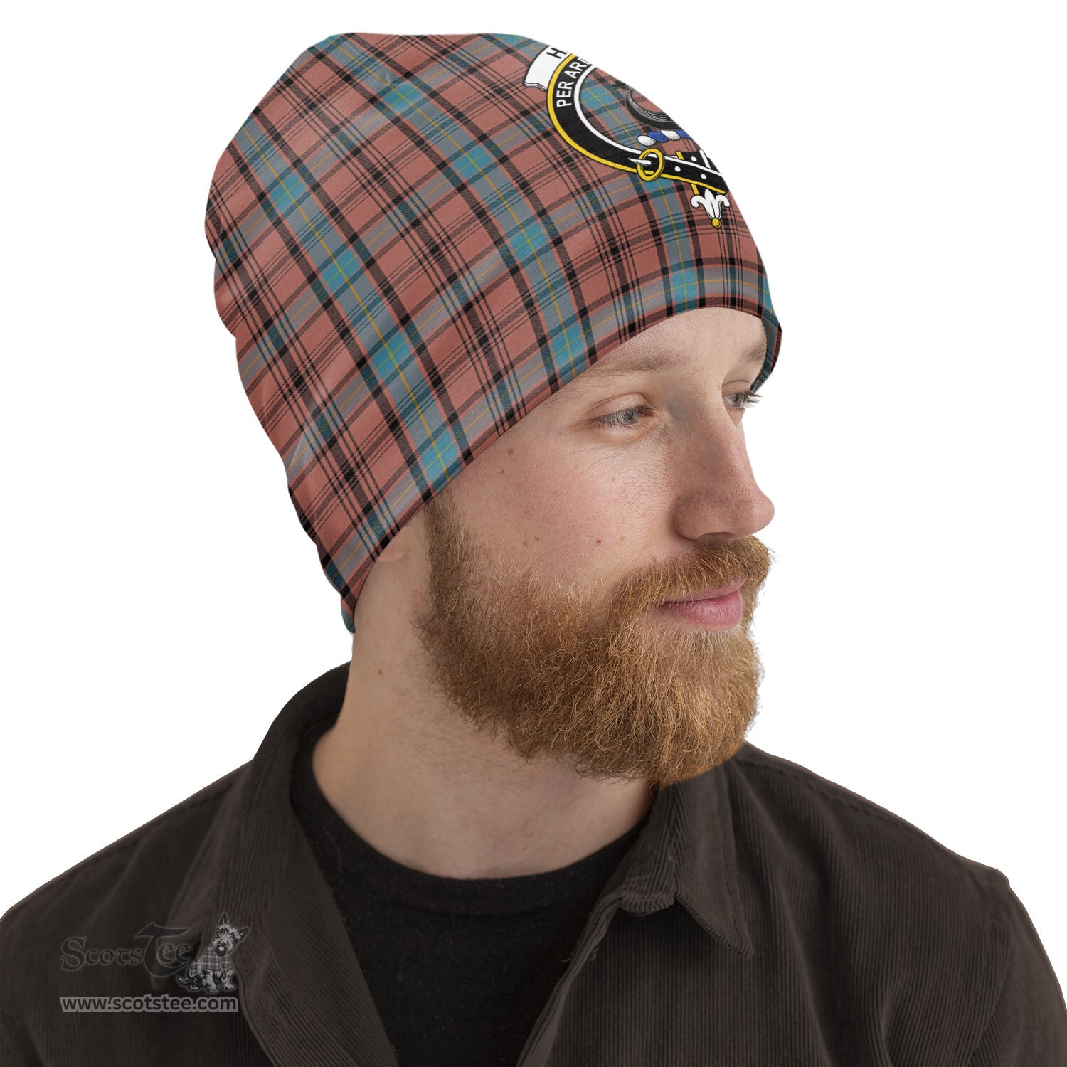 Scottish Hannay Dress Tartan Beanies Hat with Family Crest - Tartan Plaid Beanies Scottish Plaid Tartan Plaid - ScotsTee - scotstee.com