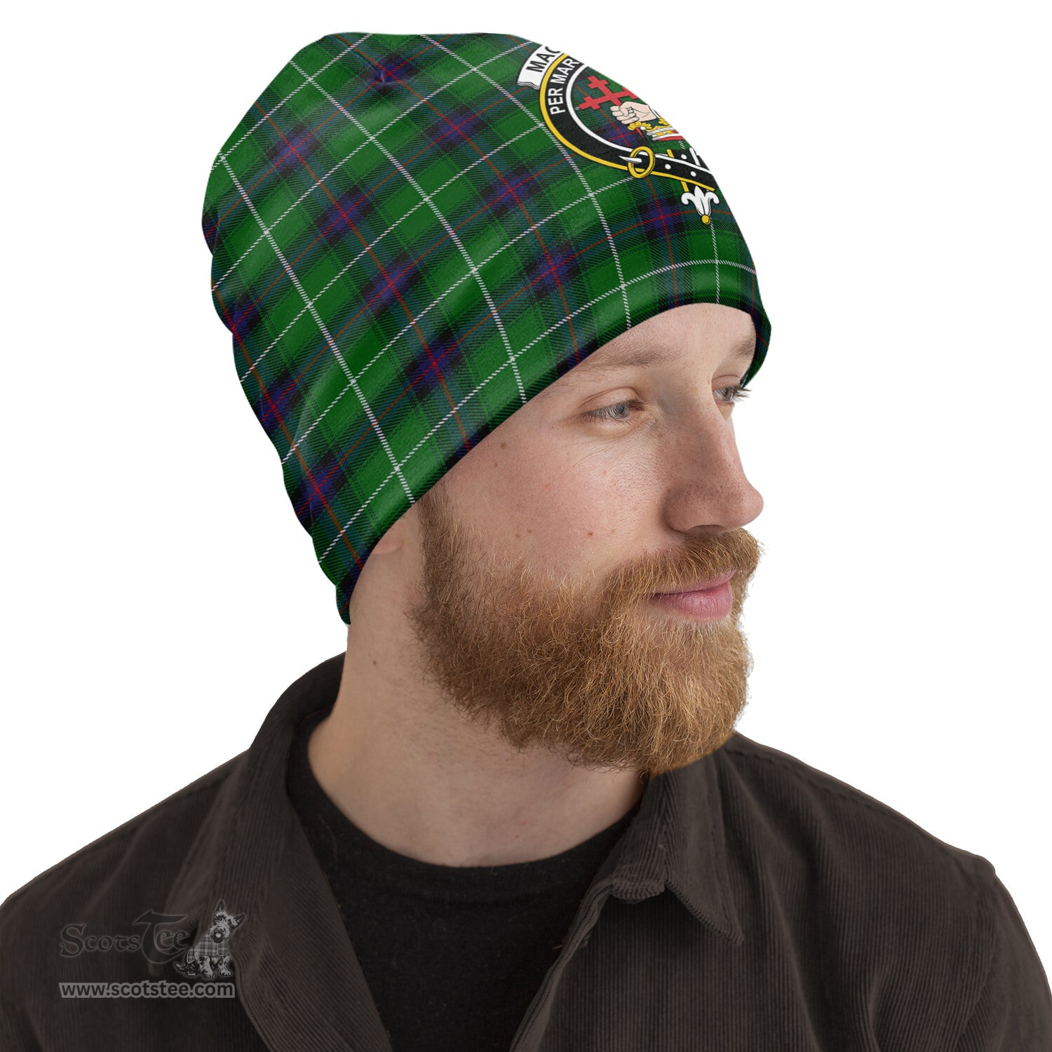 Scottish MacDonald of The Isles Tartan Beanies Hat with Family Crest - Tartan Plaid Beanies Scottish Plaid Tartan Plaid - ScotsTee - scotstee.com