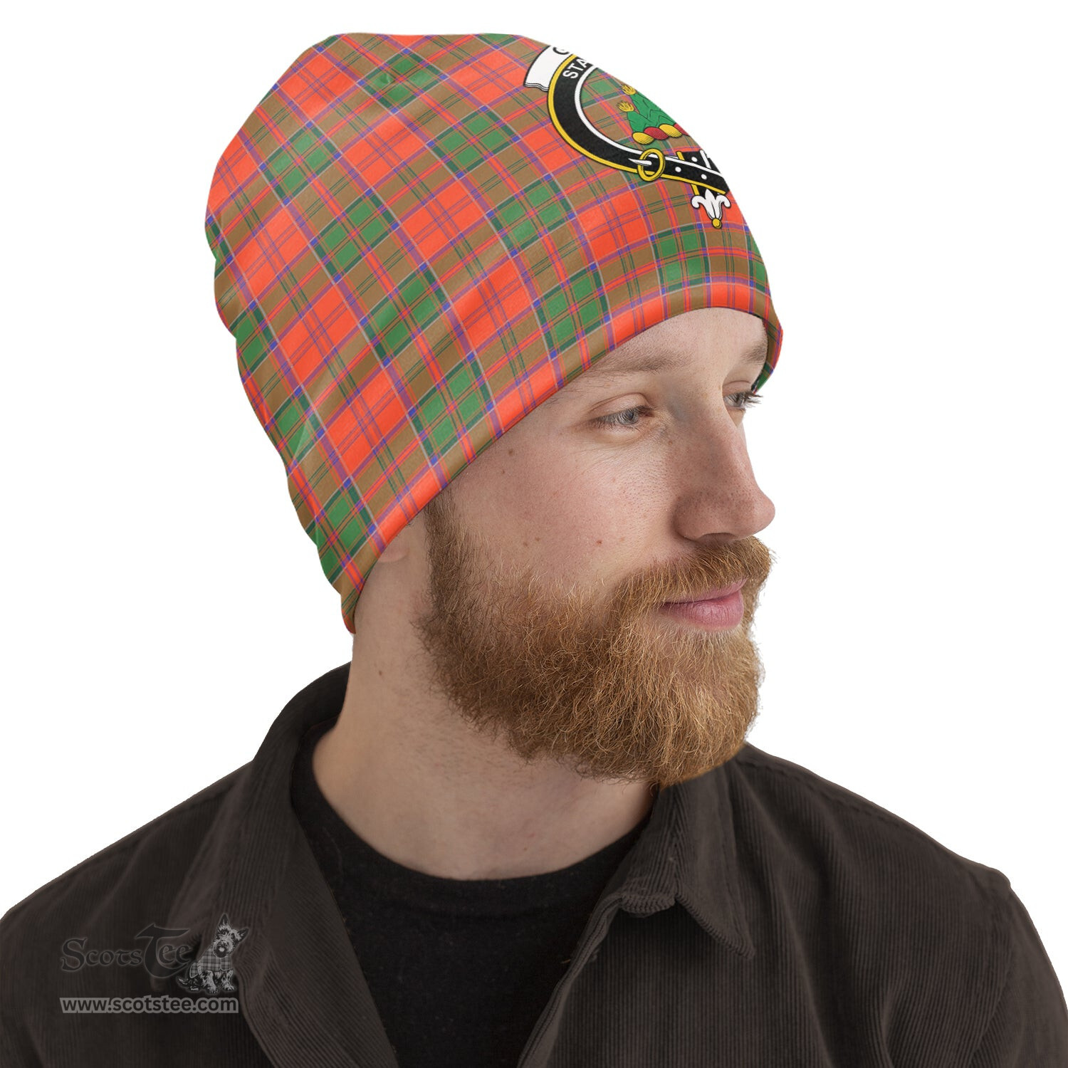 Scottish Grant Ancient Tartan Beanies Hat with Family Crest - Tartan Plaid Beanies Scottish Plaid Tartan Plaid - ScotsTee - scotstee.com