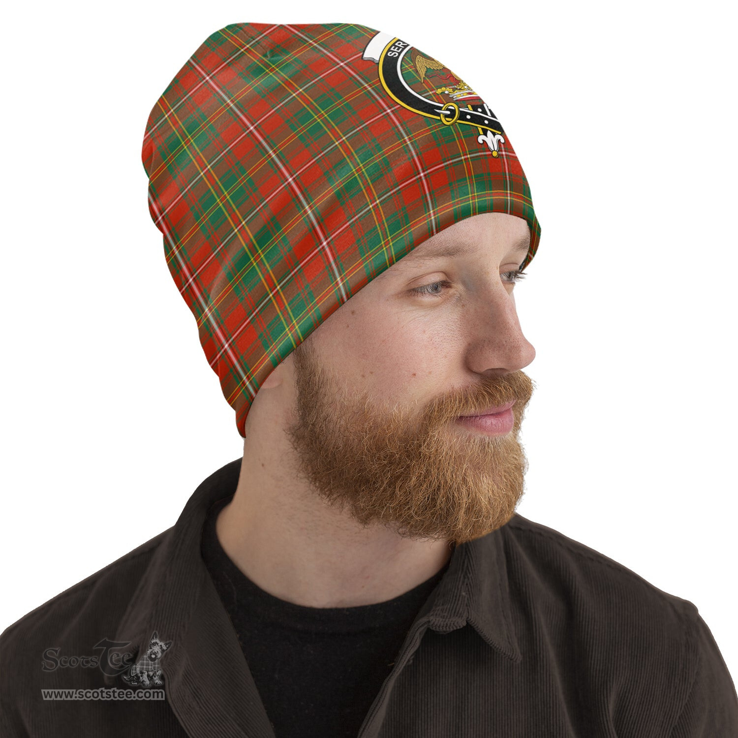 Scottish Hay Ancient Tartan Beanies Hat with Family Crest - Tartan Plaid Beanies Scottish Plaid Tartan Plaid - ScotsTee - scotstee.com