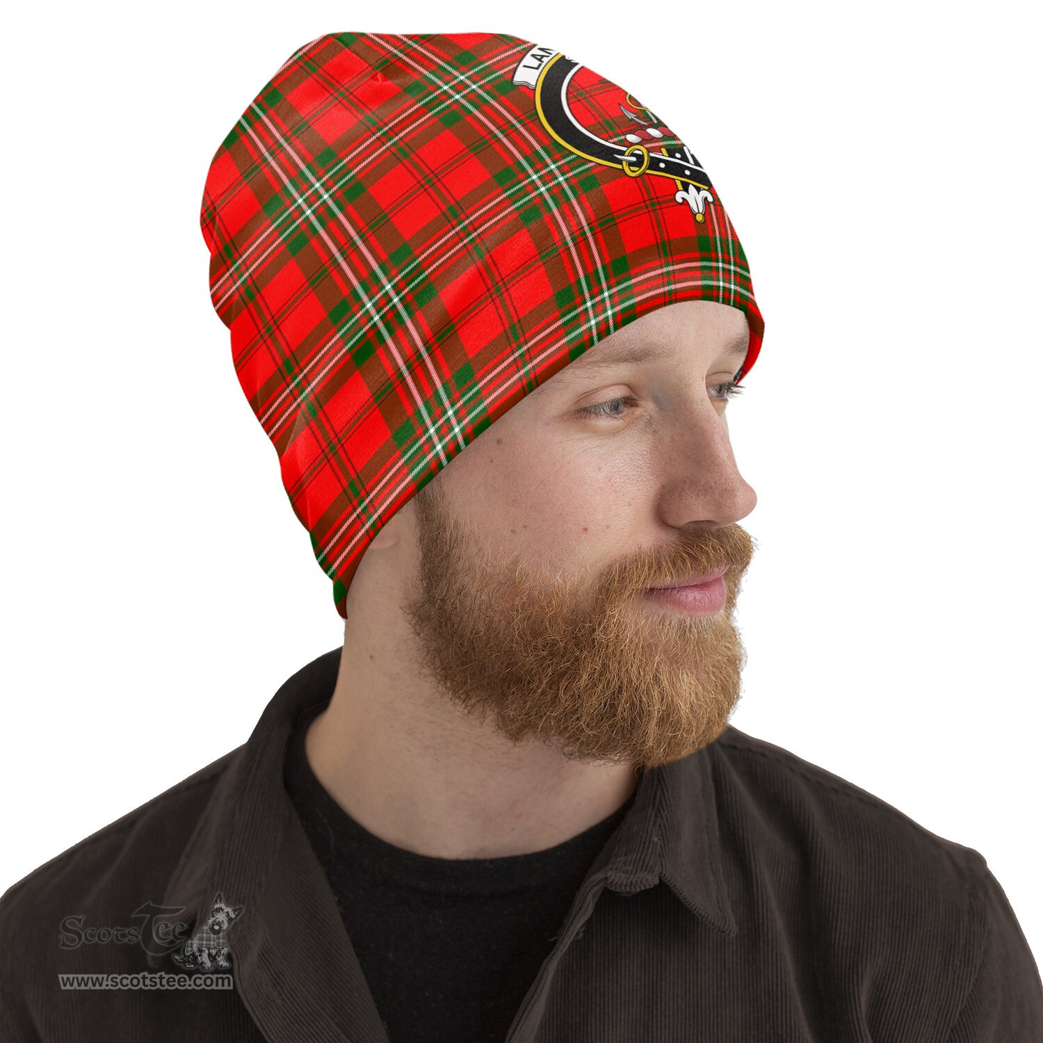 Scottish Langlands Tartan Beanies Hat with Family Crest - Tartan Plaid Beanies Scottish Plaid Tartan Plaid - ScotsTee - scotstee.com
