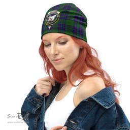 Scottish Lockhart Modern Tartan Beanies Hat with Family Crest - Tartan Plaid Beanies Scottish Plaid Tartan Plaid - ScotsTee - scotstee.com