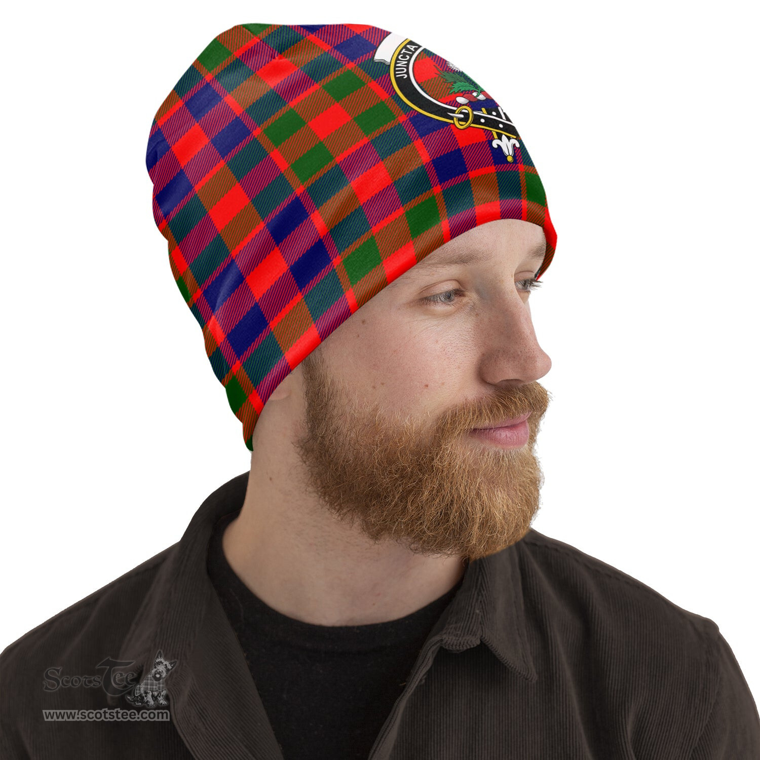 Scottish Gow of Skeoch Tartan Beanies Hat with Family Crest - Tartan Plaid Beanies Scottish Plaid Tartan Plaid - ScotsTee - scotstee.com
