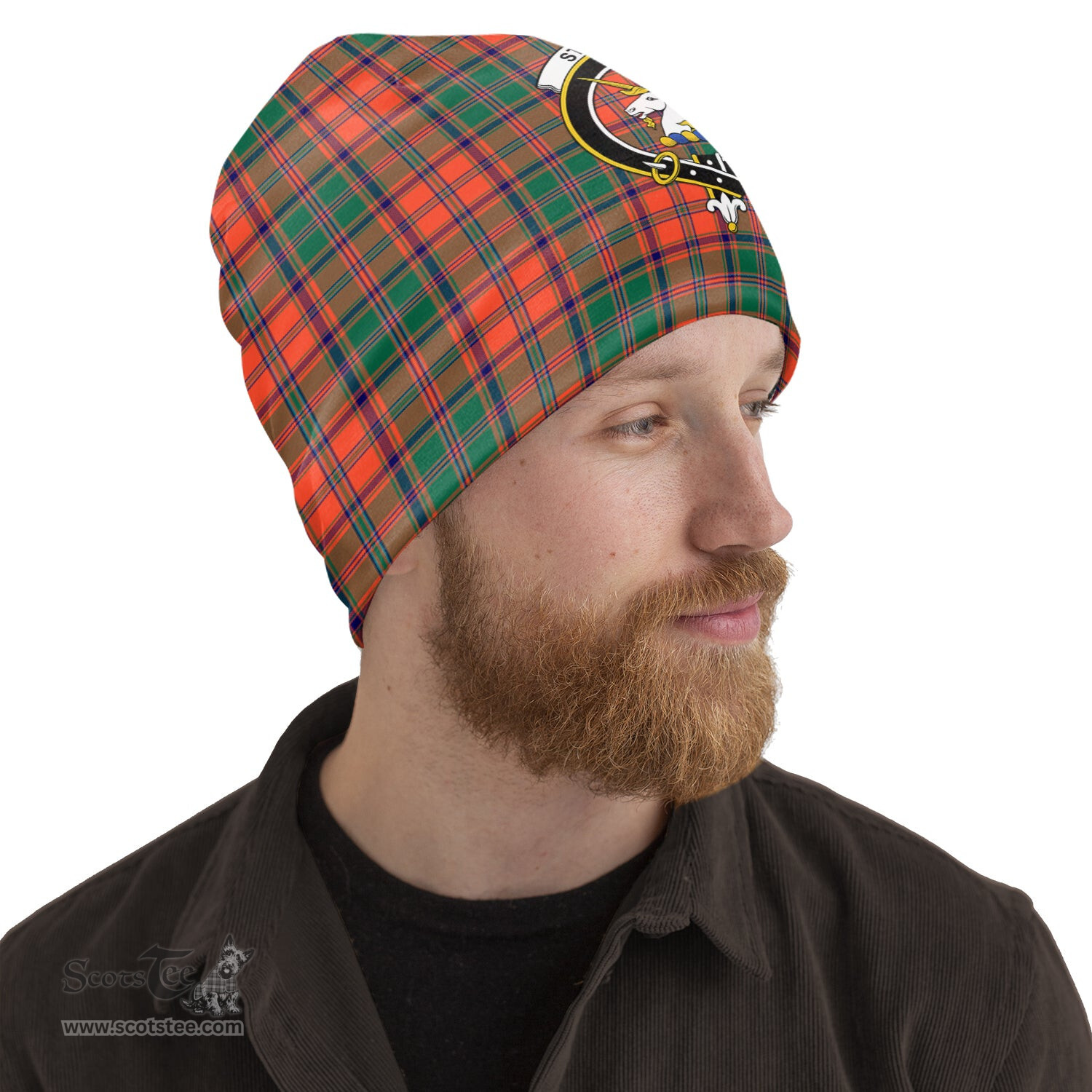 Scottish Stewart of Appin Ancient Tartan Beanies Hat with Family Crest - Tartan Plaid Beanies Scottish Plaid Tartan Plaid - ScotsTee - scotstee.com
