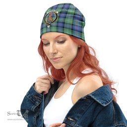 Scottish Sutherland Ancient Tartan Beanies Hat with Family Crest - Tartan Plaid Beanies Scottish Plaid Tartan Plaid - ScotsTee - scotstee.com
