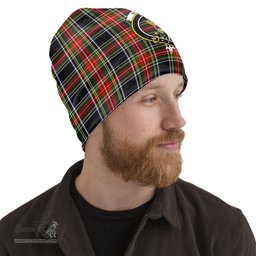 Scottish Stewart Black Tartan Beanies Hat with Family Crest - Tartan Plaid Beanies Scottish Plaid Tartan Plaid - ScotsTee - scotstee.com