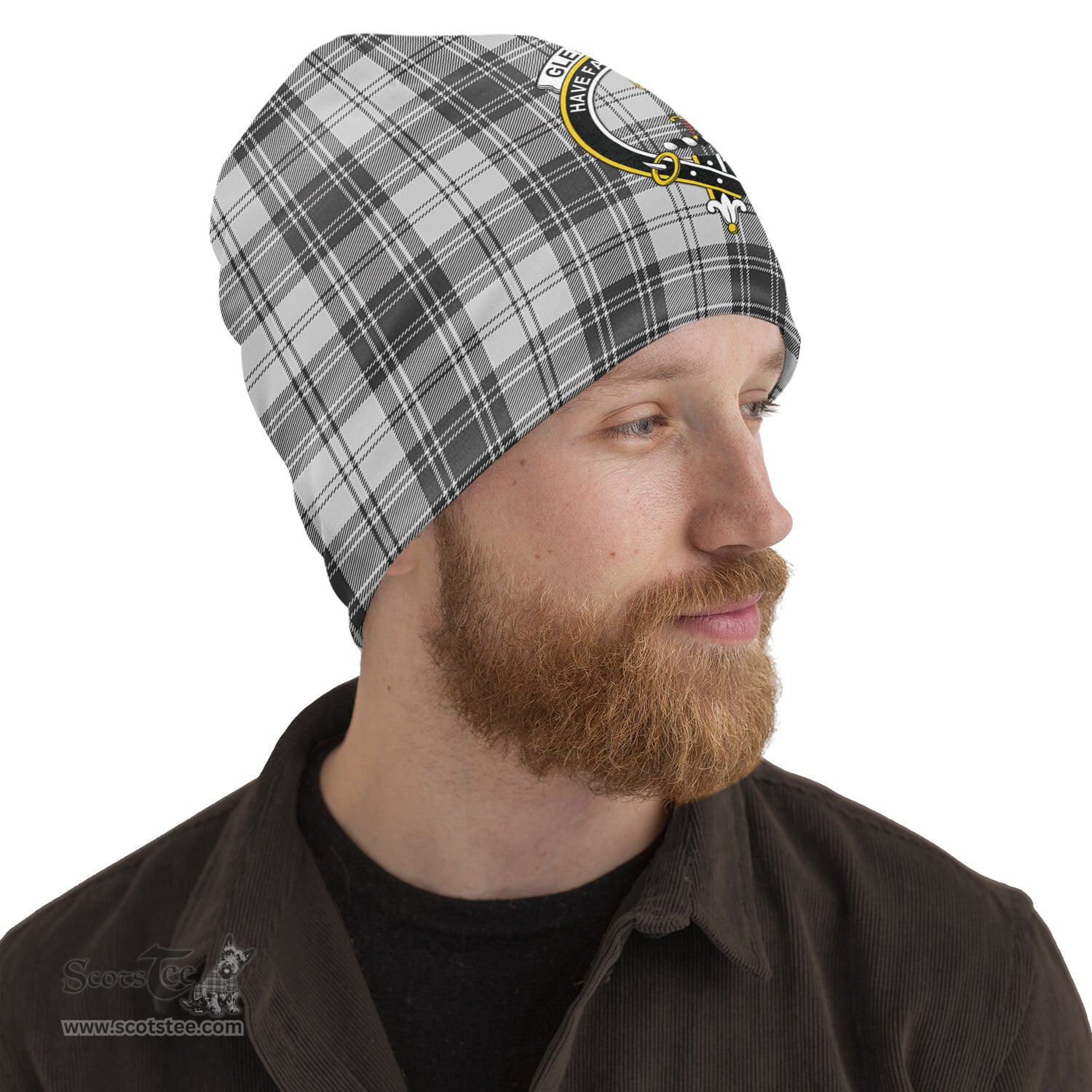 Scottish Glendinning Tartan Beanies Hat with Family Crest - Tartan Plaid Beanies Scottish Plaid Tartan Plaid - ScotsTee - scotstee.com