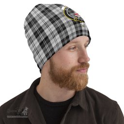 Scottish Erskine Black and White Tartan Beanies Hat with Family Crest - Tartan Plaid Beanies Scottish Plaid Tartan Plaid - ScotsTee - scotstee.com