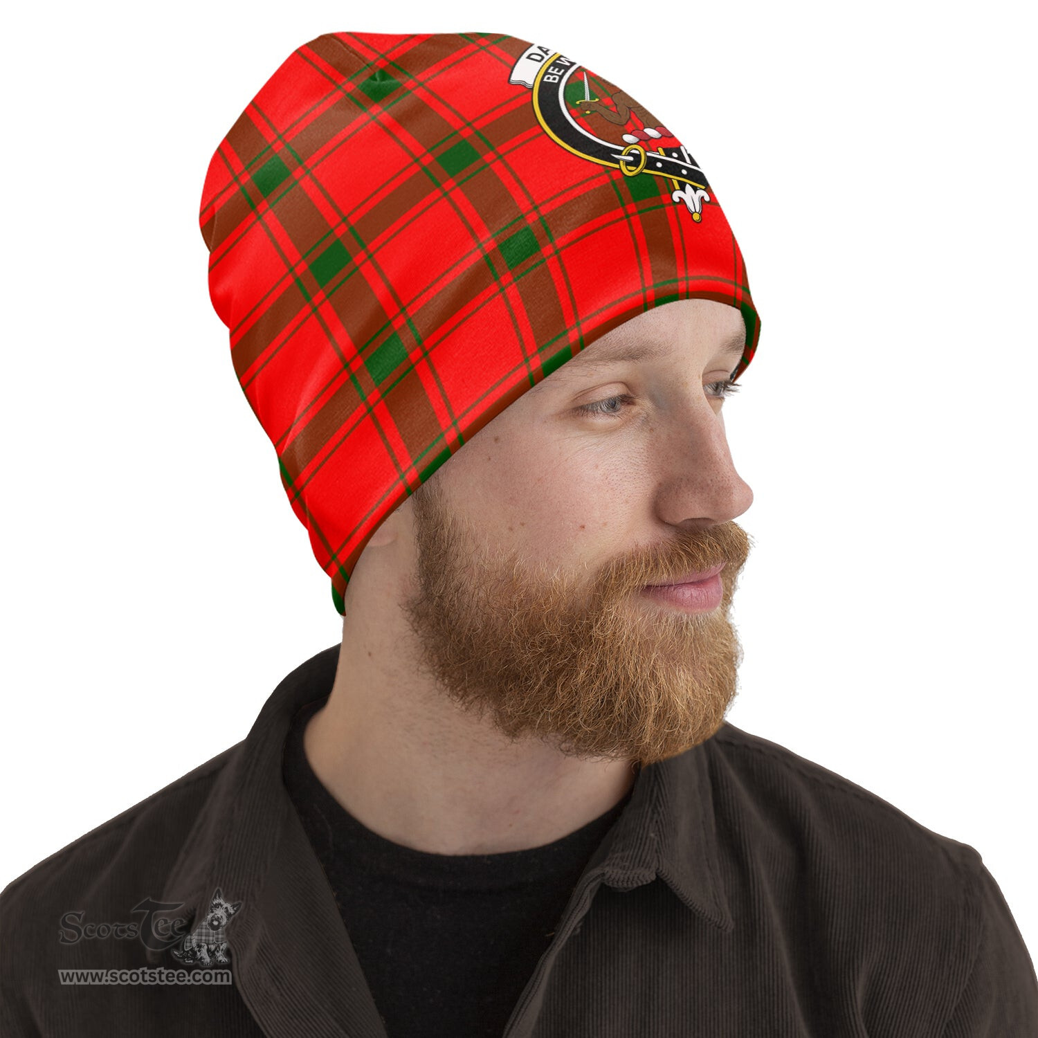 Scottish Darroch Tartan Beanies Hat with Family Crest - Tartan Plaid Beanies Scottish Plaid Tartan Plaid - ScotsTee - scotstee.com