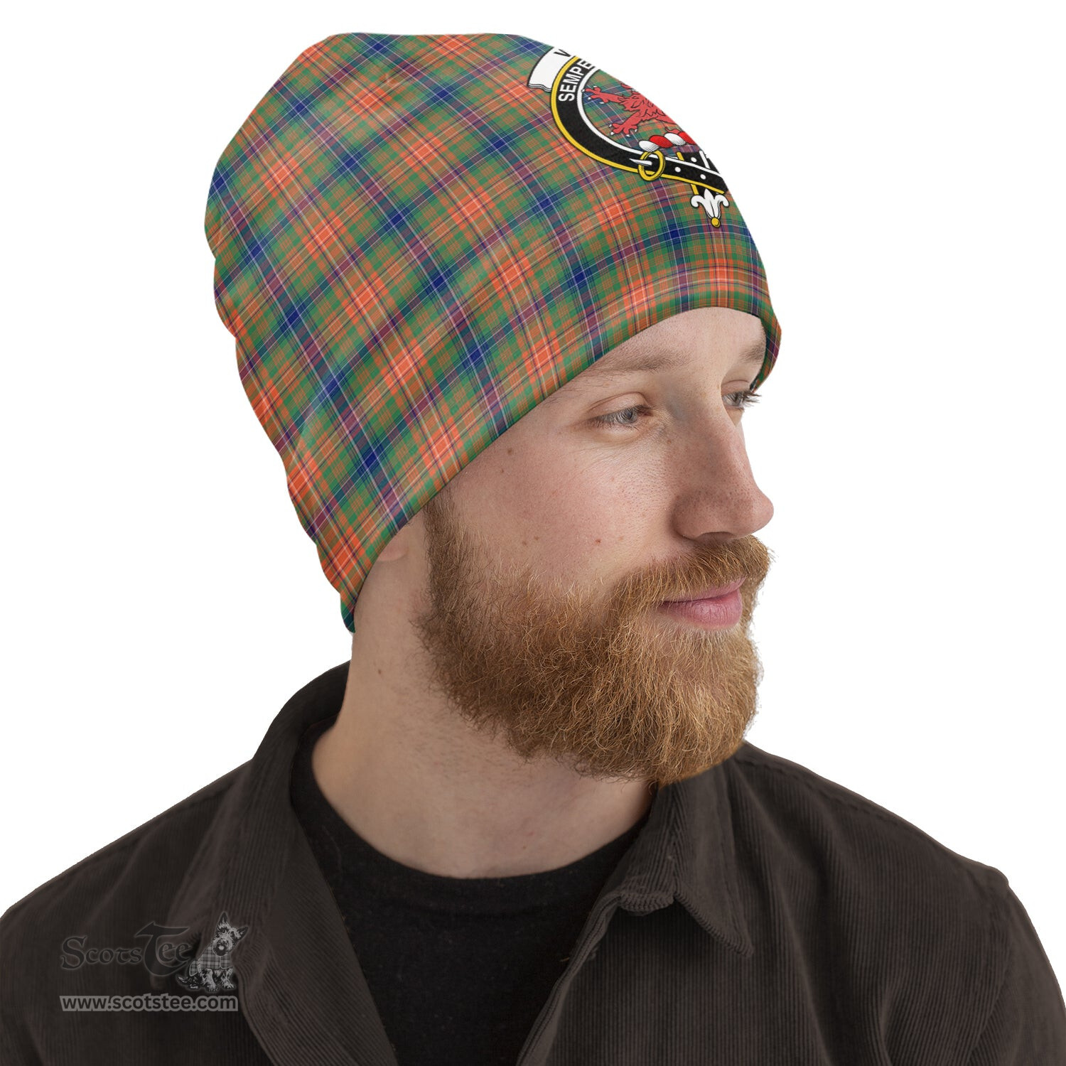Scottish Wilson Ancient Tartan Beanies Hat with Family Crest - Tartan Plaid Beanies Scottish Plaid Tartan Plaid - ScotsTee - scotstee.com