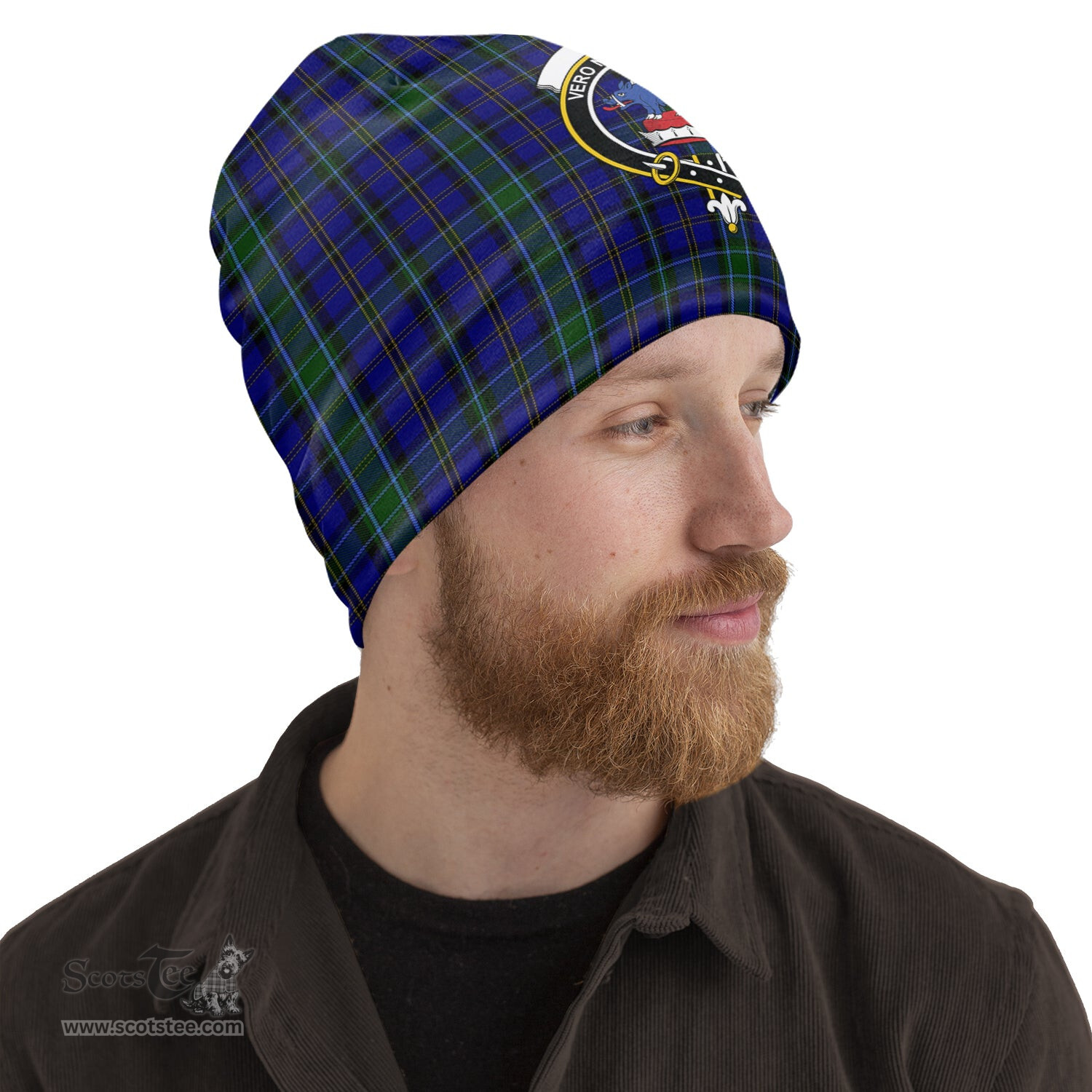 Scottish Weir Tartan Beanies Hat with Family Crest - Tartan Plaid Beanies Scottish Plaid Tartan Plaid - ScotsTee - scotstee.com