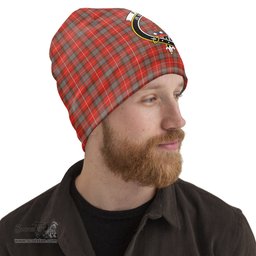 Scottish Fraser Weathered Tartan Beanies Hat with Family Crest - Tartan Plaid Beanies Scottish Plaid Tartan Plaid - ScotsTee - scotstee.com