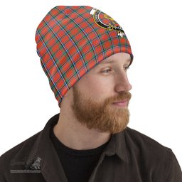 Scottish Sinclair Ancient Tartan Beanies Hat with Family Crest - Tartan Plaid Beanies Scottish Plaid Tartan Plaid - ScotsTee - scotstee.com