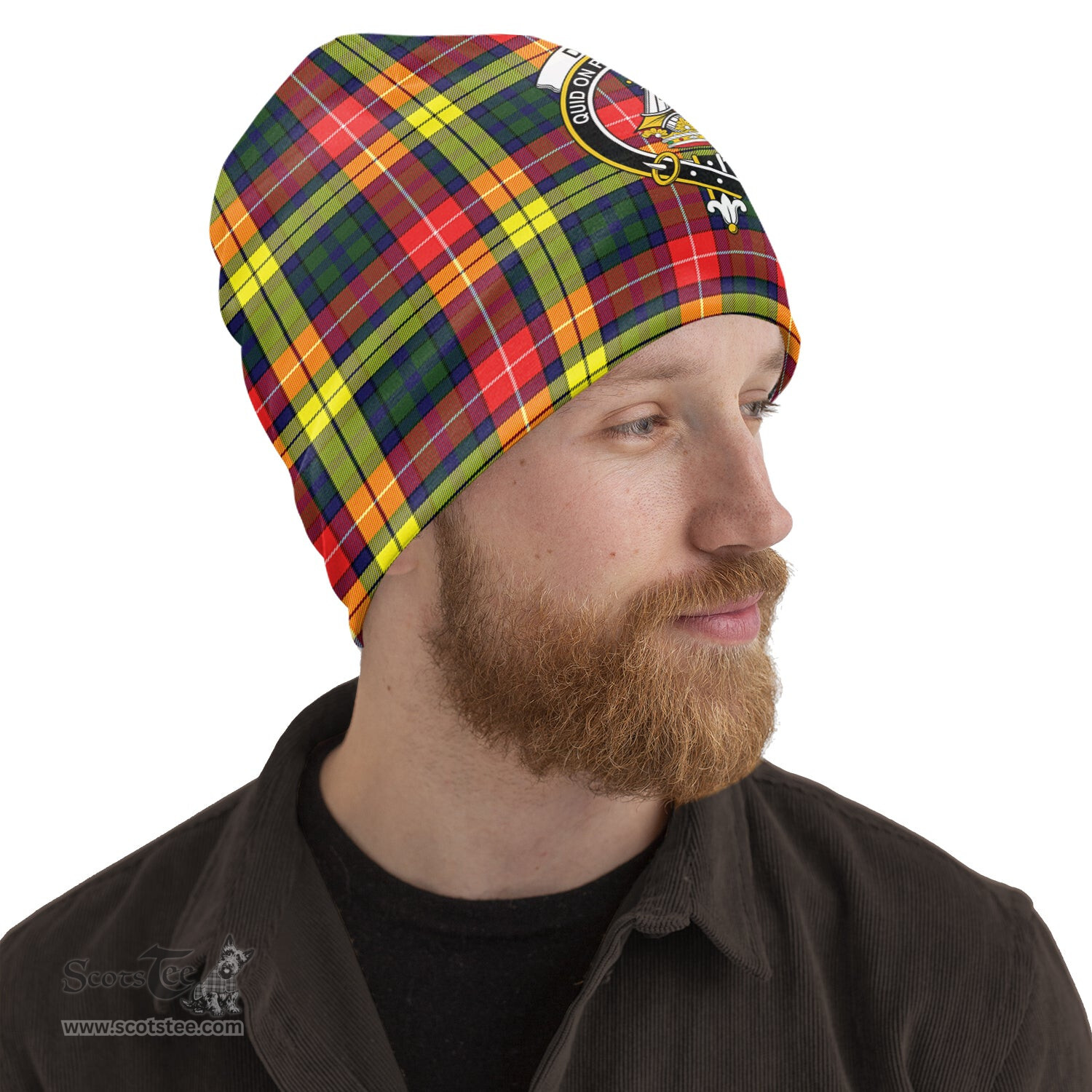 Scottish Dewar Tartan Beanies Hat with Family Crest - Tartan Plaid Beanies Scottish Plaid Tartan Plaid - ScotsTee - scotstee.com