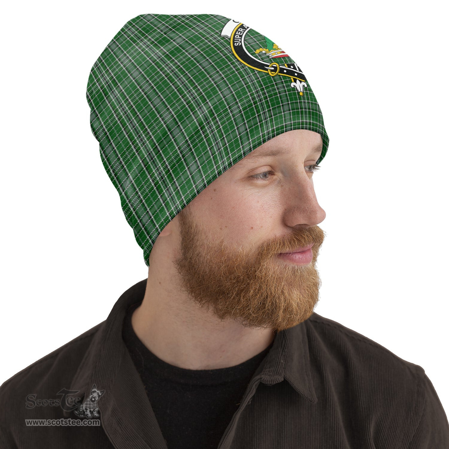 Scottish Gayre Dress Tartan Beanies Hat with Family Crest - Tartan Plaid Beanies Scottish Plaid Tartan Plaid - ScotsTee - scotstee.com