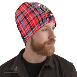 Scottish Straiton Tartan Beanies Hat with Family Crest - Tartan Plaid Beanies Scottish Plaid Tartan Plaid - ScotsTee - scotstee.com