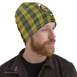 Scottish Fraser Yellow Tartan Beanies Hat with Family Crest - Tartan Plaid Beanies Scottish Plaid Tartan Plaid - ScotsTee - scotstee.com