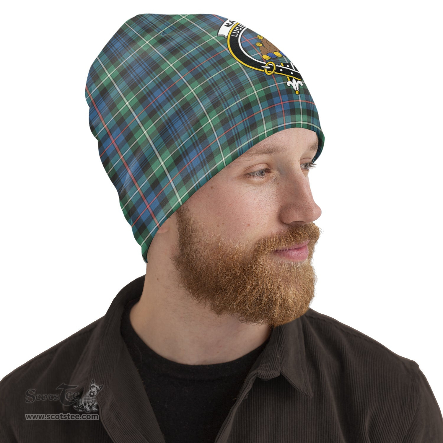Scottish MacKenzie Ancient Tartan Beanies Hat with Family Crest - Tartan Plaid Beanies Scottish Plaid Tartan Plaid - ScotsTee - scotstee.com