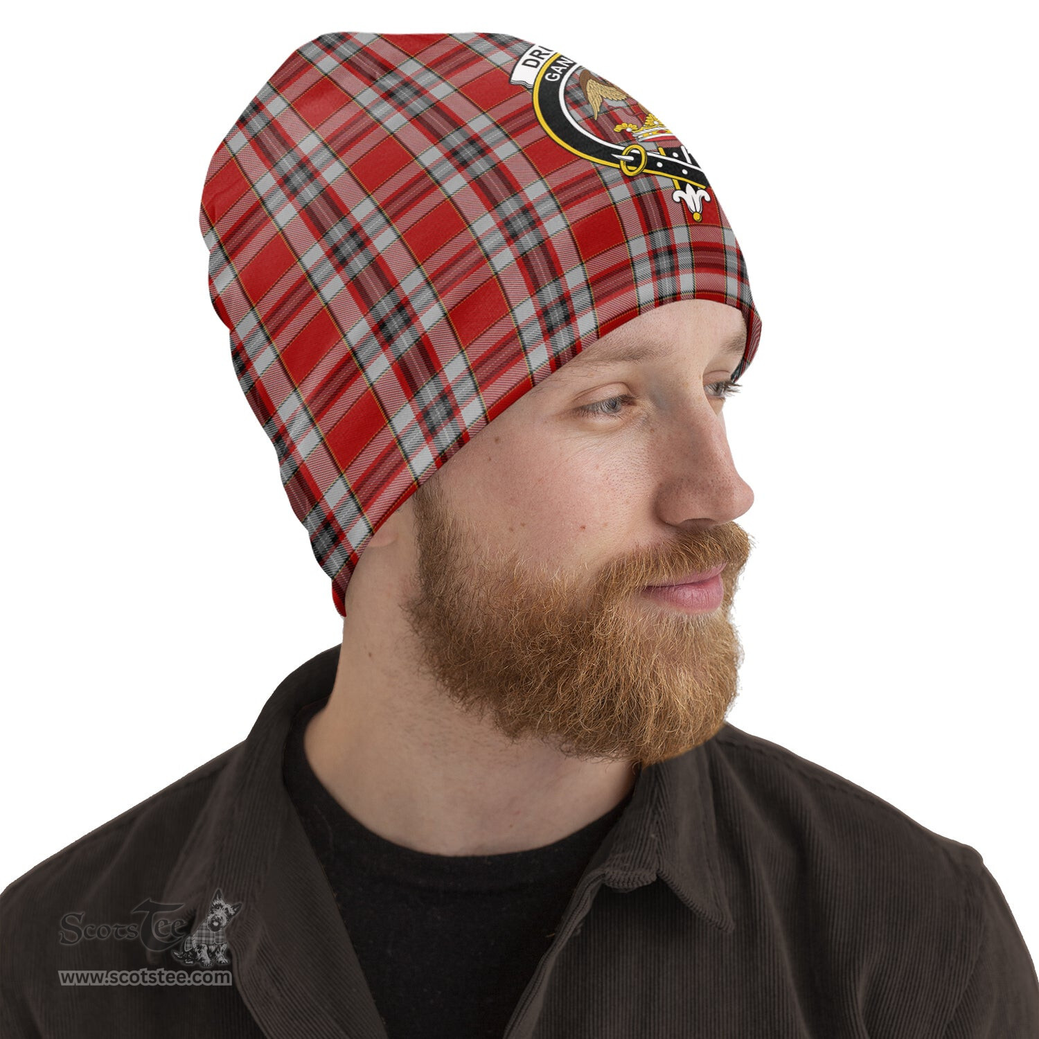 Scottish Drummond of Perth Dress Tartan Beanies Hat with Family Crest - Tartan Plaid Beanies Scottish Plaid Tartan Plaid - ScotsTee - scotstee.com