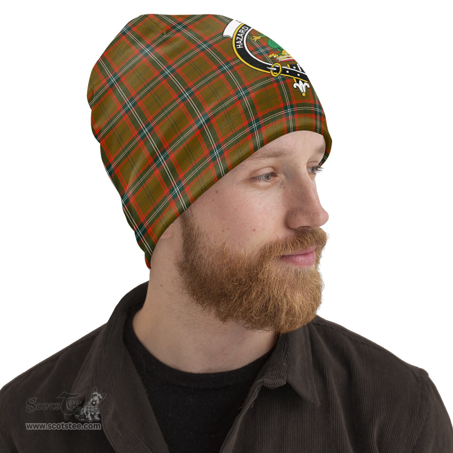 Scottish Seton Hunting Modern Tartan Beanies Hat with Family Crest - Tartan Plaid Beanies Scottish Plaid Tartan Plaid - ScotsTee - scotstee.com
