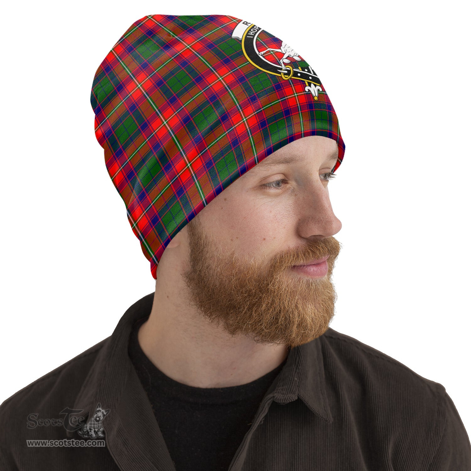 Scottish Riddell Tartan Beanies Hat with Family Crest - Tartan Plaid Beanies Scottish Plaid Tartan Plaid - ScotsTee - scotstee.com