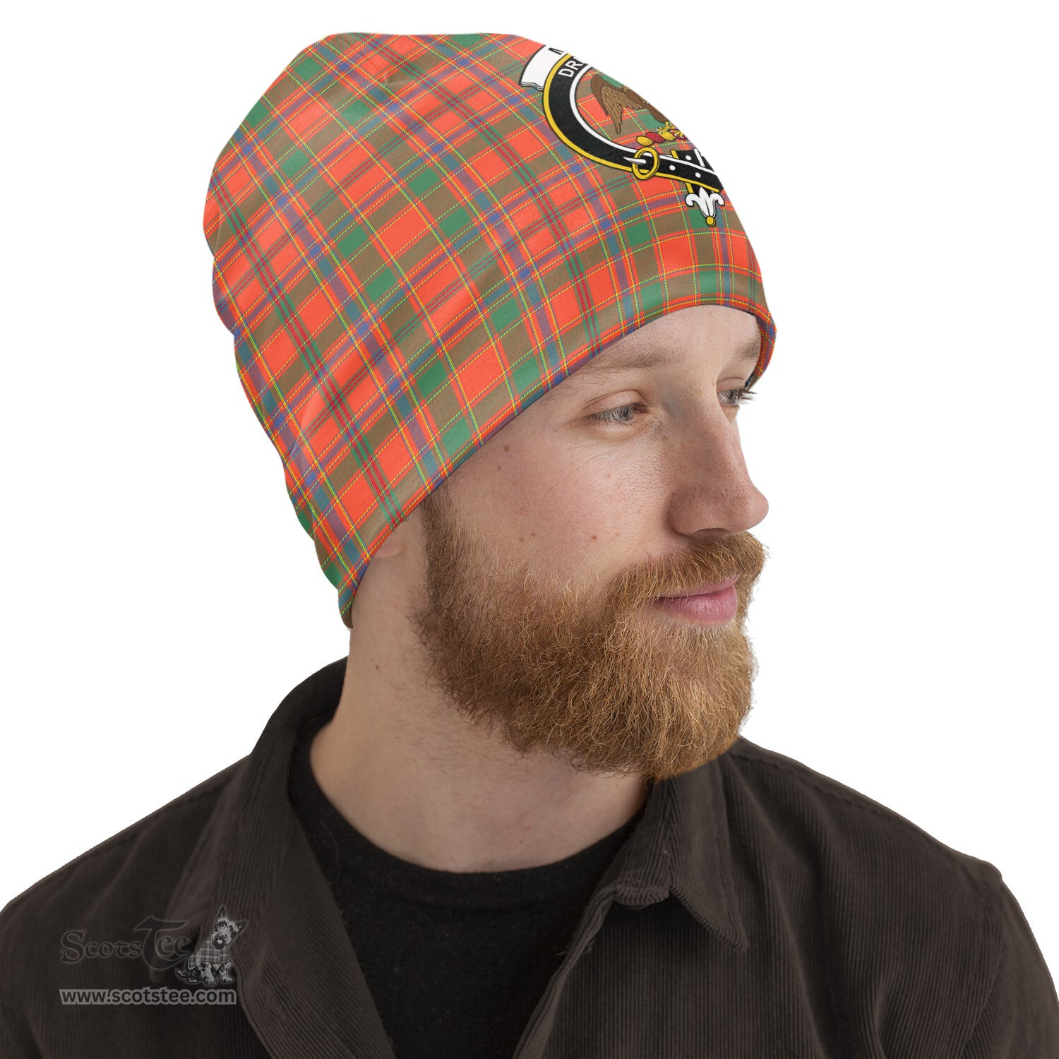 Scottish Munro Ancient Tartan Beanies Hat with Family Crest - Tartan Plaid Beanies Scottish Plaid Tartan Plaid - ScotsTee - scotstee.com