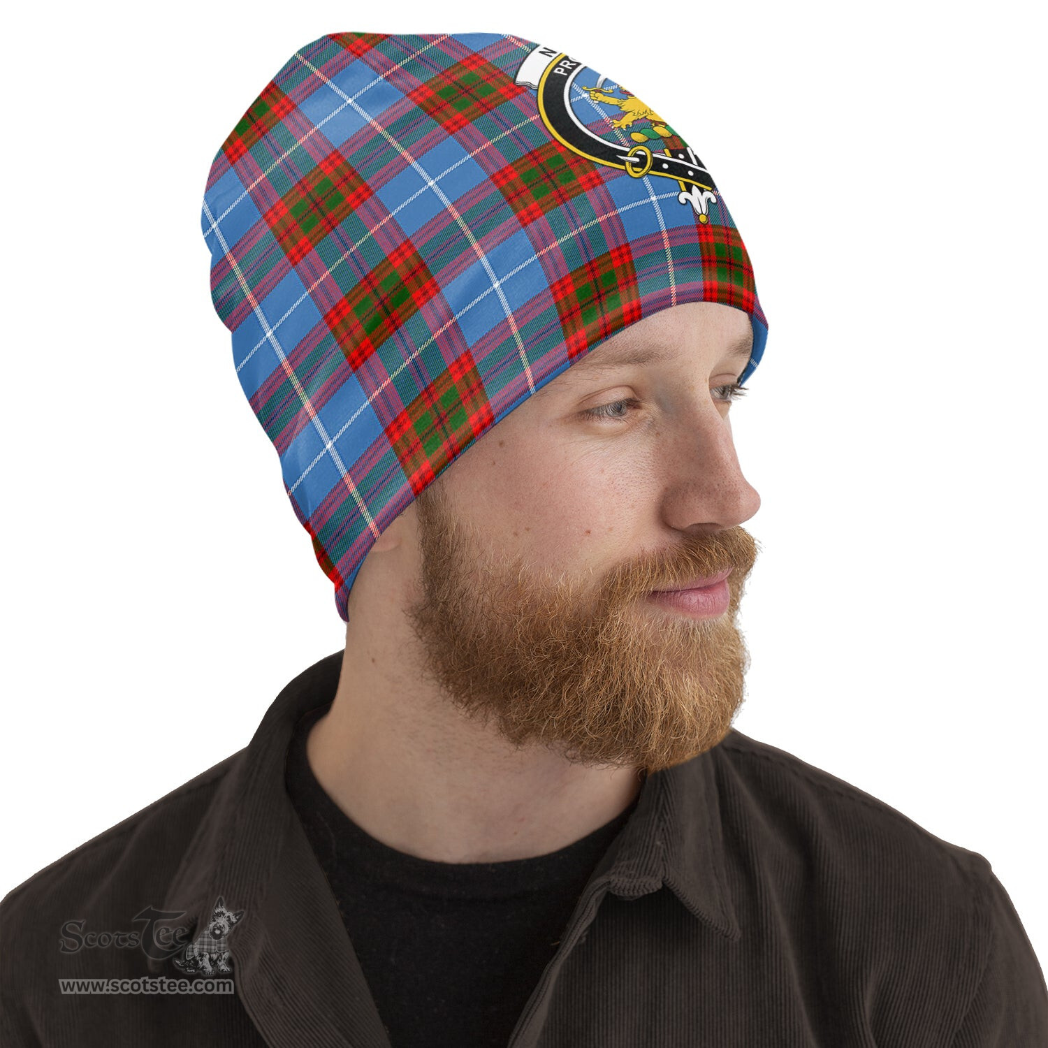 Scottish Newton Tartan Beanies Hat with Family Crest - Tartan Plaid Beanies Scottish Plaid Tartan Plaid - ScotsTee - scotstee.com