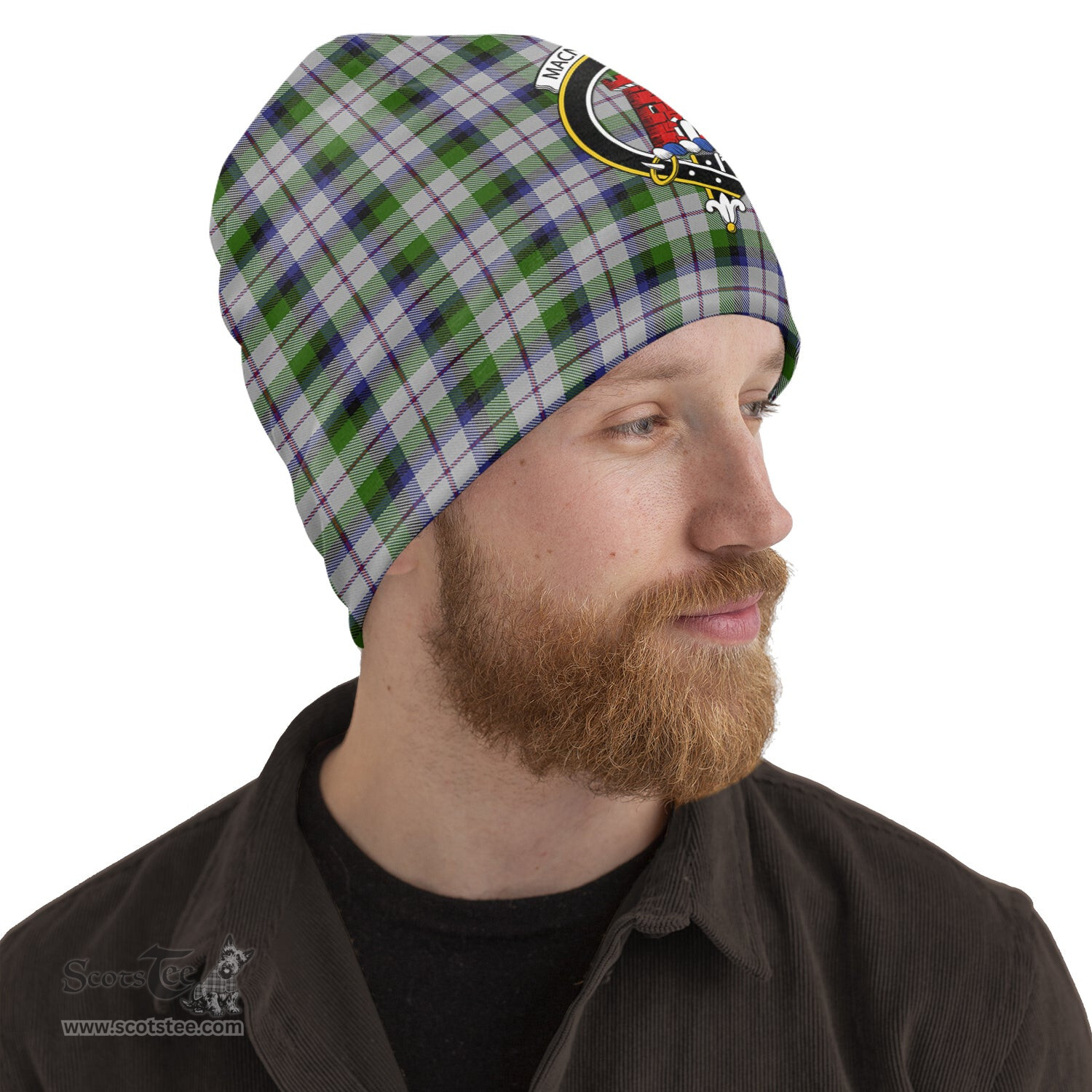 Scottish MacNaughton Dress Tartan Beanies Hat with Family Crest - Tartan Plaid Beanies Scottish Plaid Tartan Plaid - ScotsTee - scotstee.com