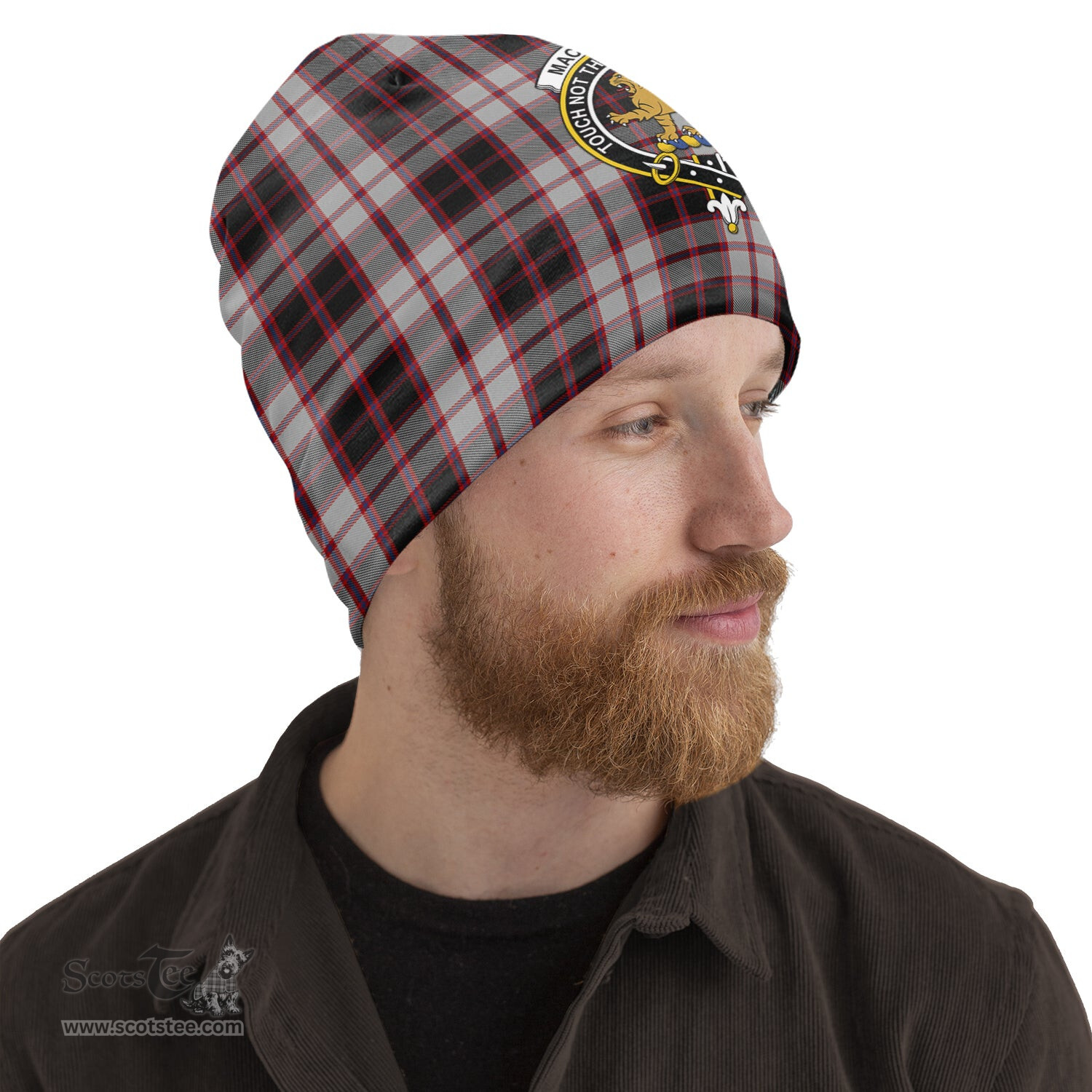 Scottish MacPherson Tartan Beanies Hat with Family Crest - Tartan Plaid Beanies Scottish Plaid Tartan Plaid - ScotsTee - scotstee.com