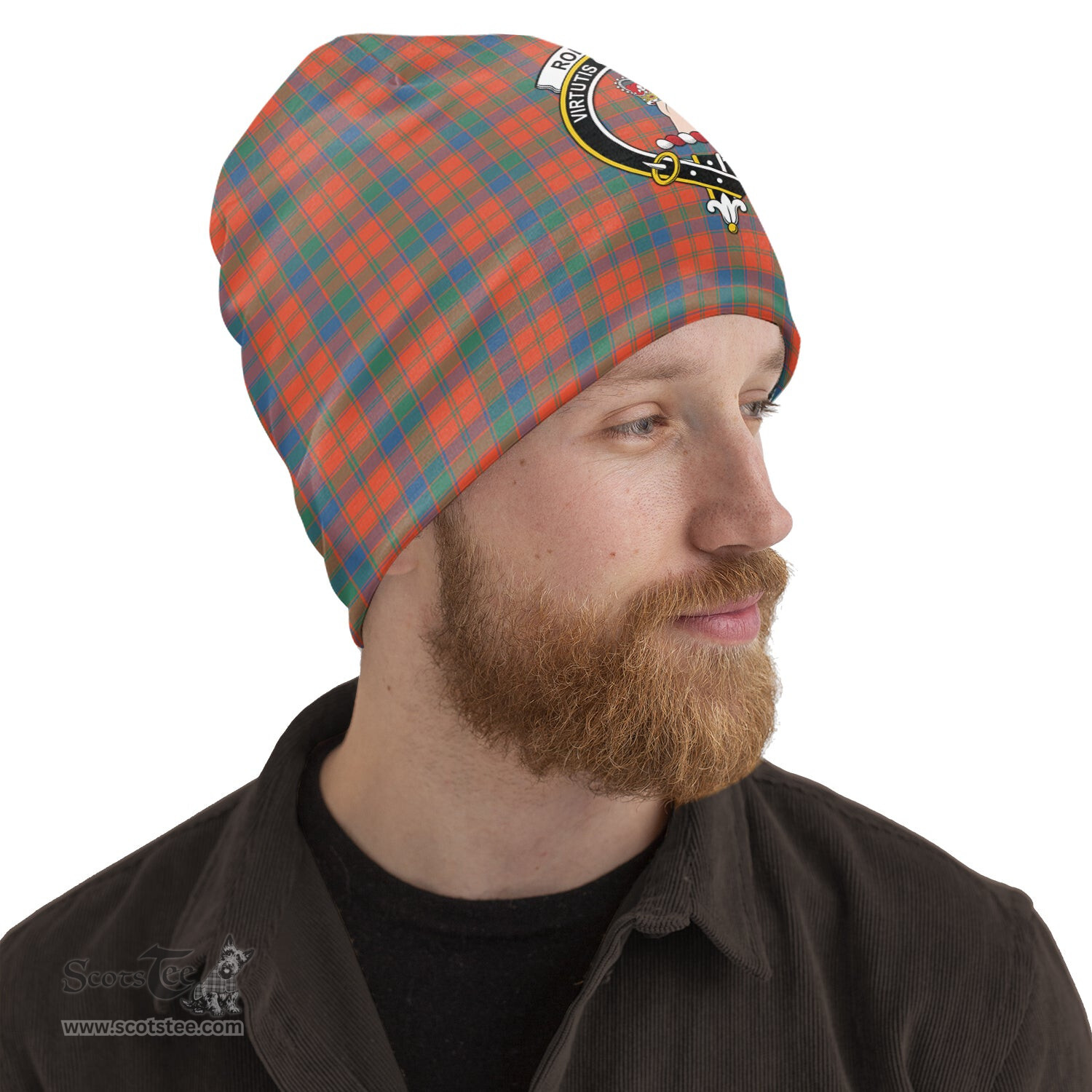 Scottish Robertson Ancient Tartan Beanies Hat with Family Crest - Tartan Plaid Beanies Scottish Plaid Tartan Plaid - ScotsTee - scotstee.com
