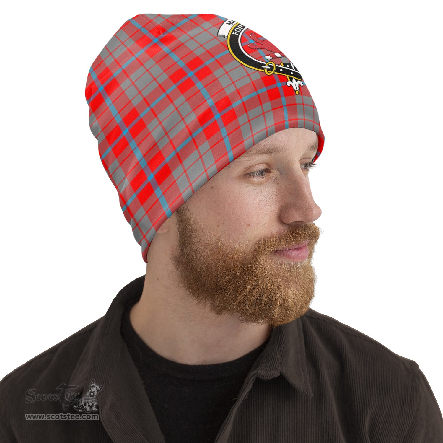 Scottish Moubray Tartan Beanies Hat with Family Crest - Tartan Plaid Beanies Scottish Plaid Tartan Plaid - ScotsTee - scotstee.com