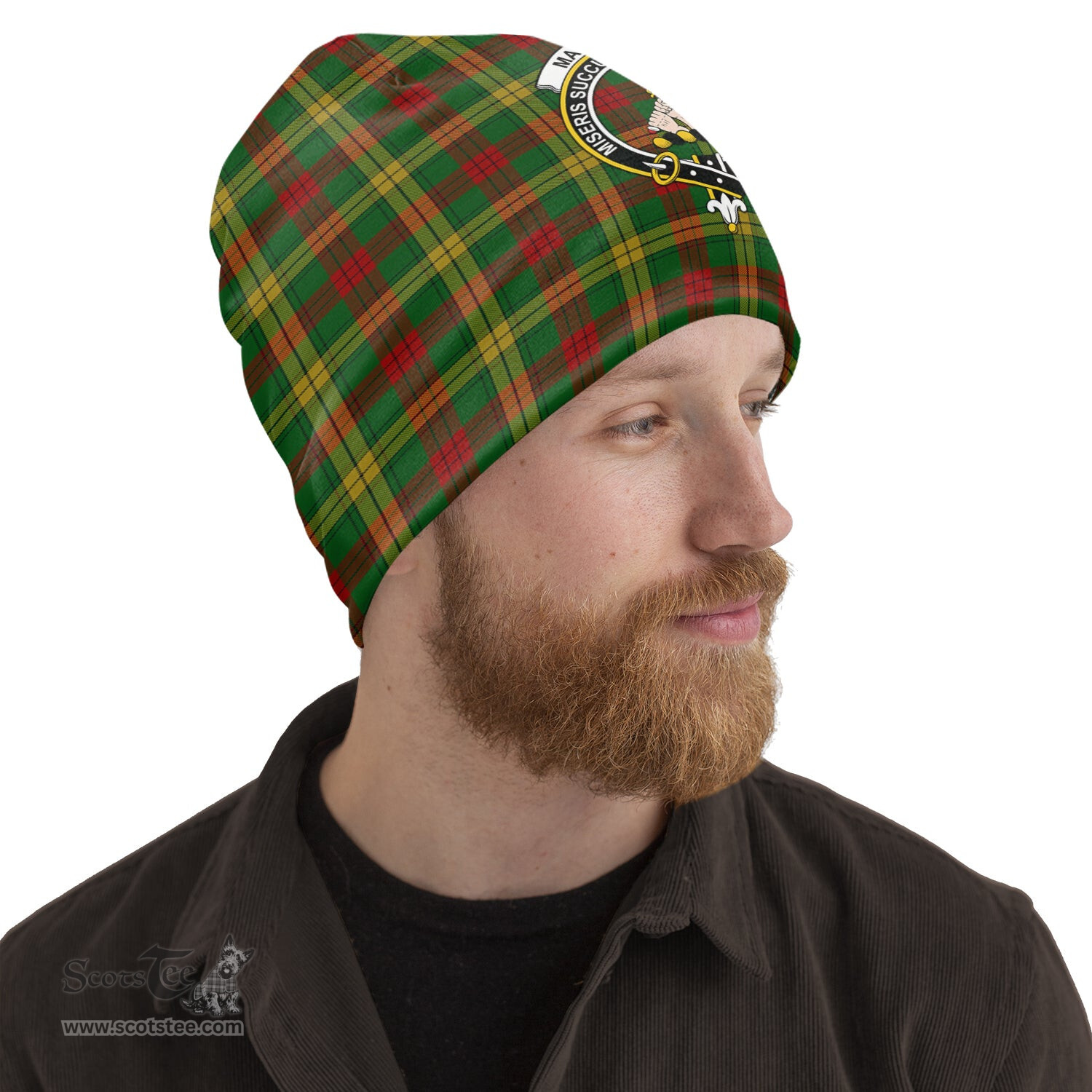 Scottish MacMillan Society of Glasgow Tartan Beanies Hat with Family Crest - Tartan Plaid Beanies Scottish Plaid Tartan Plaid - ScotsTee - scotstee.com