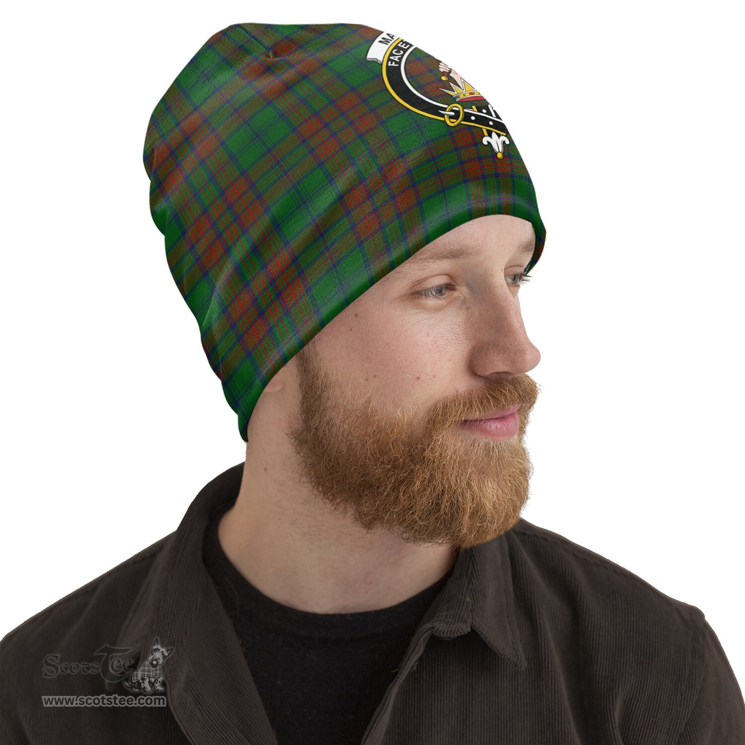 Scottish Matheson Hunting Highland Tartan Beanies Hat with Family Crest - Tartan Plaid Beanies Scottish Plaid Tartan Plaid - ScotsTee - scotstee.com