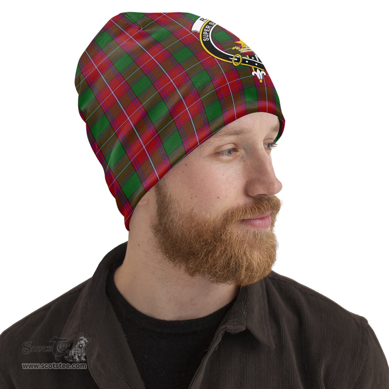 Scottish Rattray Tartan Beanies Hat with Family Crest - Tartan Plaid Beanies Scottish Plaid Tartan Plaid - ScotsTee - scotstee.com