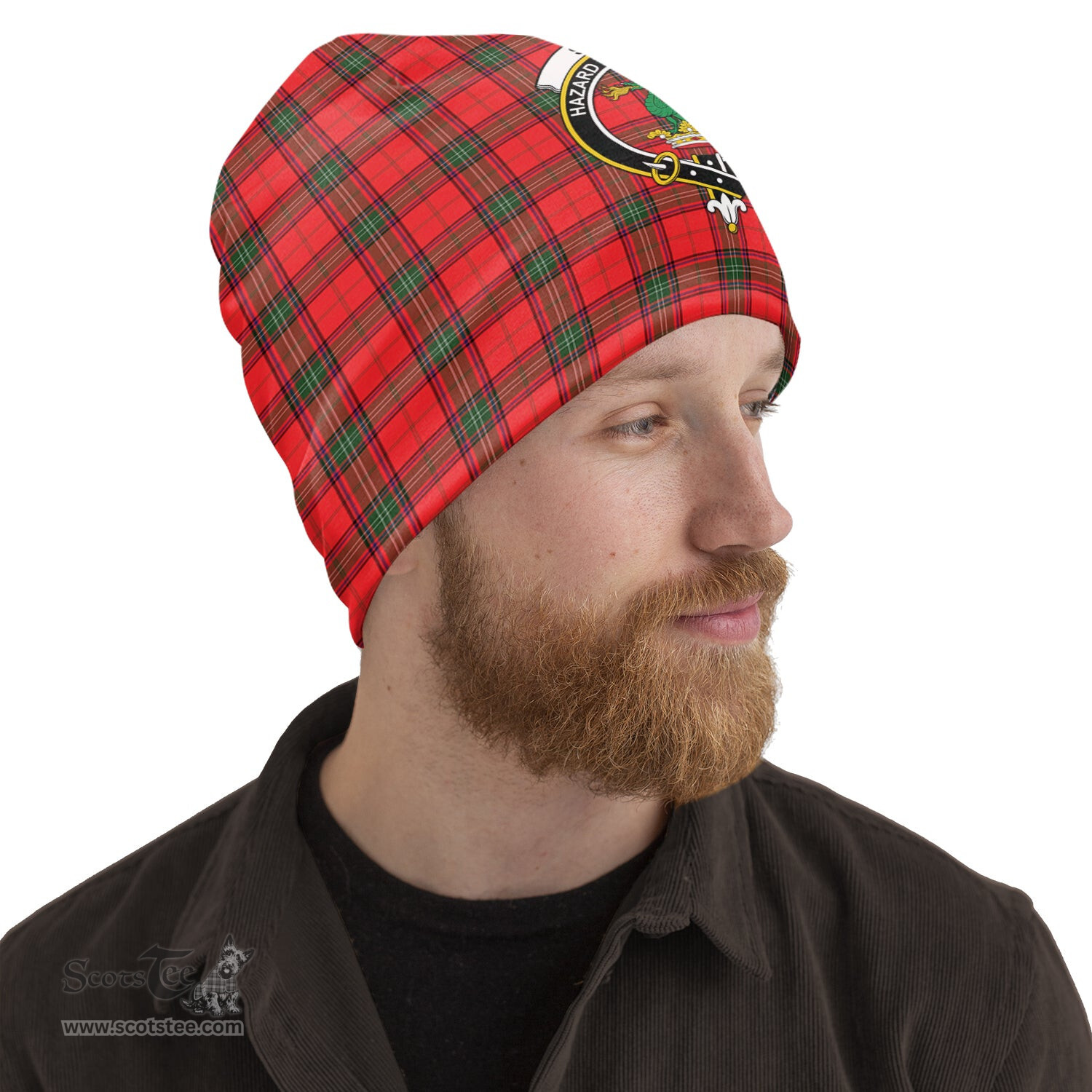 Scottish Seton Modern Tartan Beanies Hat with Family Crest - Tartan Plaid Beanies Scottish Plaid Tartan Plaid - ScotsTee - scotstee.com