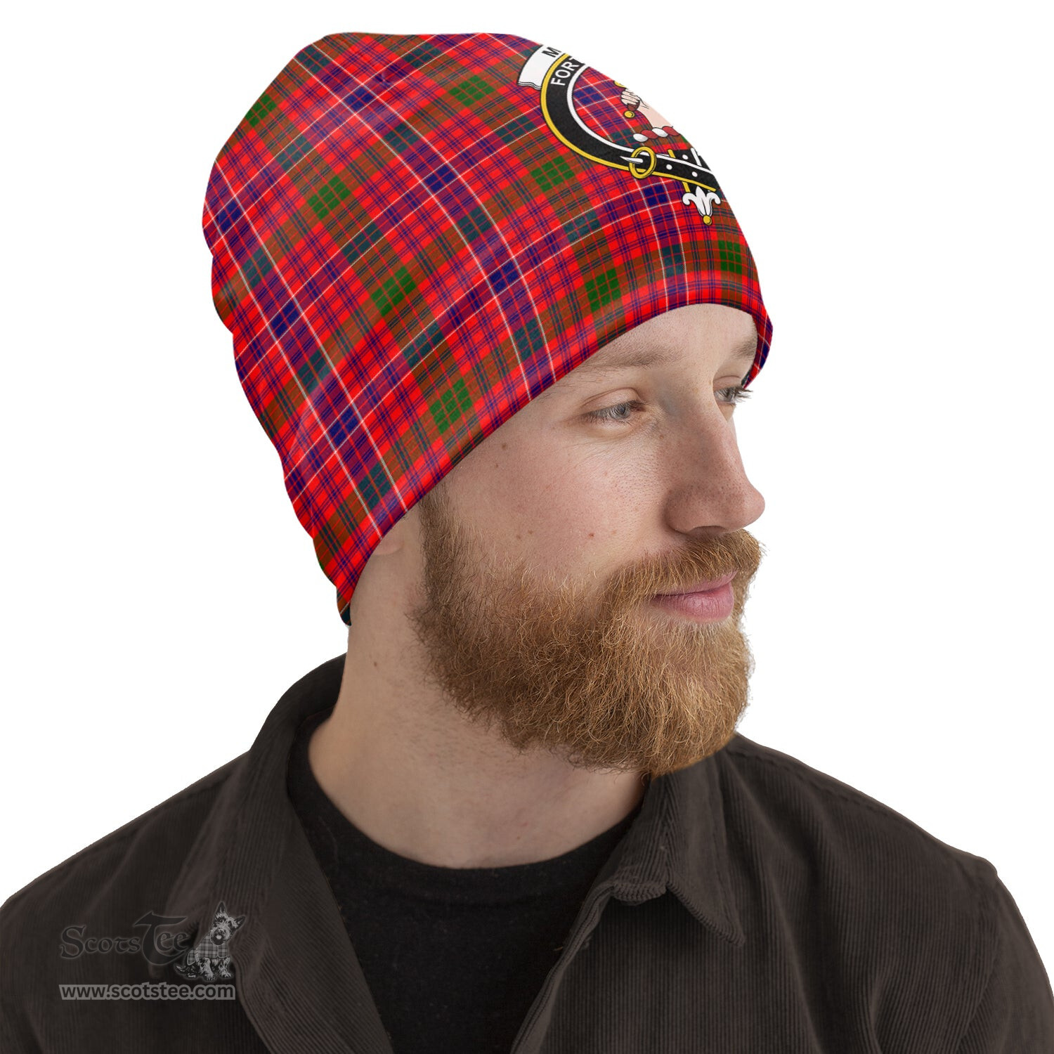 Scottish MacRae Modern Tartan Beanies Hat with Family Crest - Tartan Plaid Beanies Scottish Plaid Tartan Plaid - ScotsTee - scotstee.com