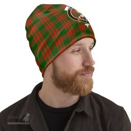 Scottish Menzies Green Modern Tartan Beanies Hat with Family Crest - Tartan Plaid Beanies Scottish Plaid Tartan Plaid - ScotsTee - scotstee.com